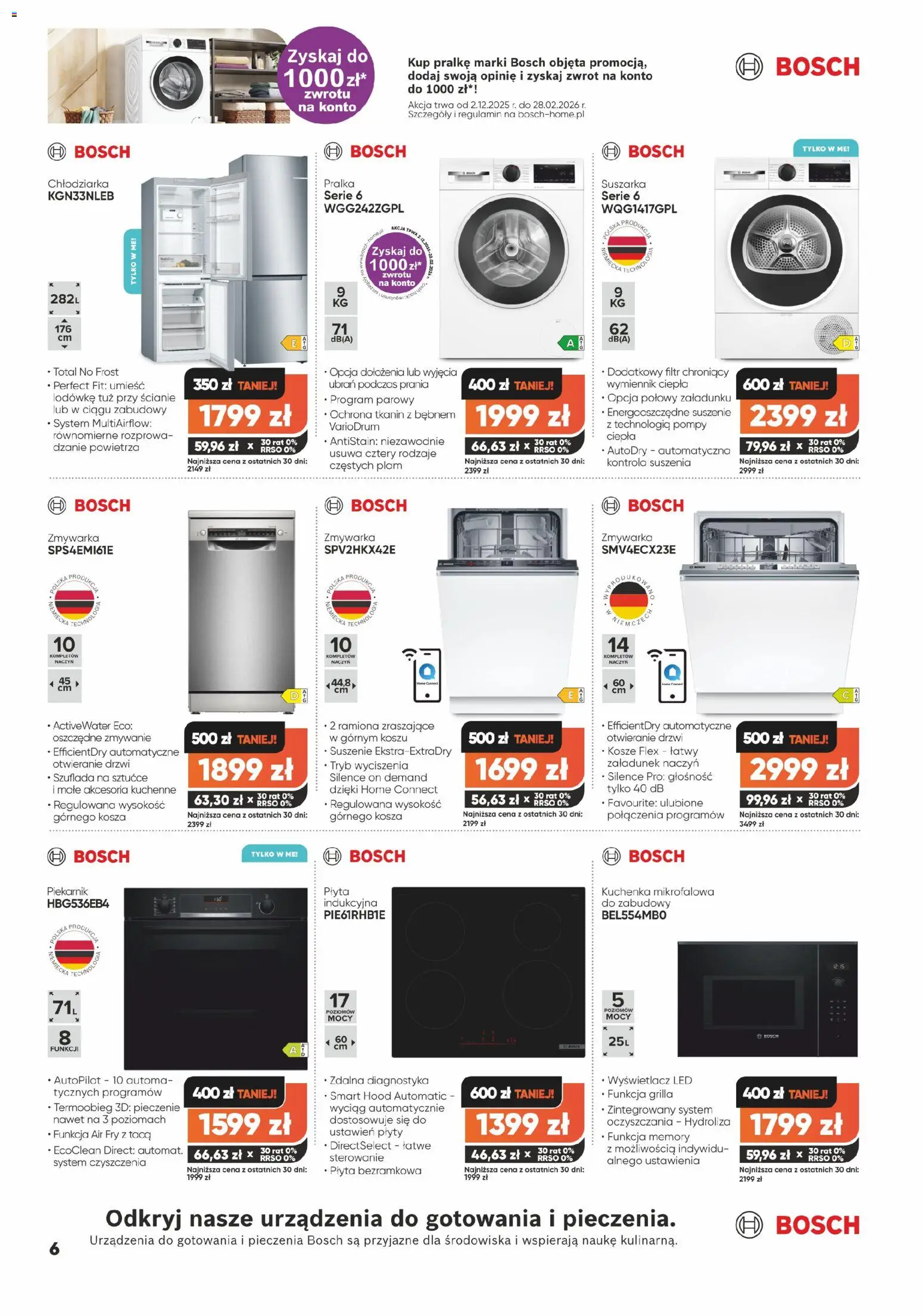 Max elektro Gazetka od 02.12.2025 | Strona: 6 | Produkty: Suszarka, Piekarnik, Kuchenka mikrofalowa, Kuchenka