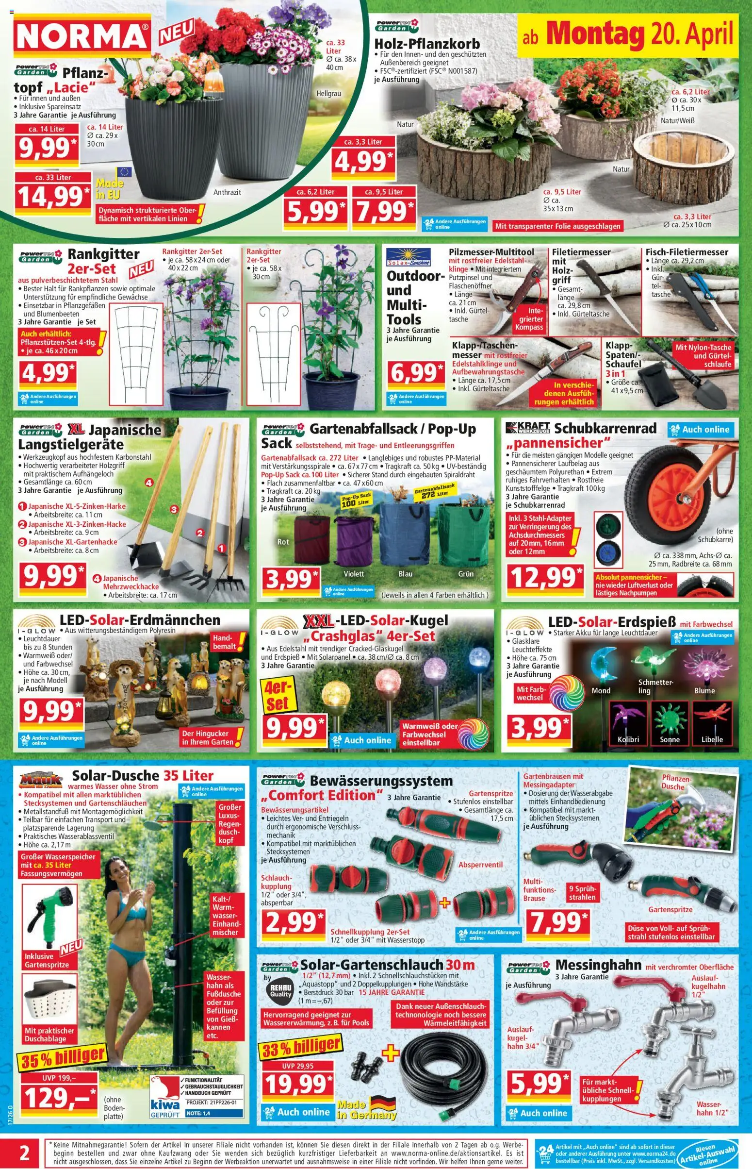 Norma Prospekt – gültig ab 20.04.2026 | Seite: 2 | Produkte: Tasche, Dusche, Wasser, Gürtel