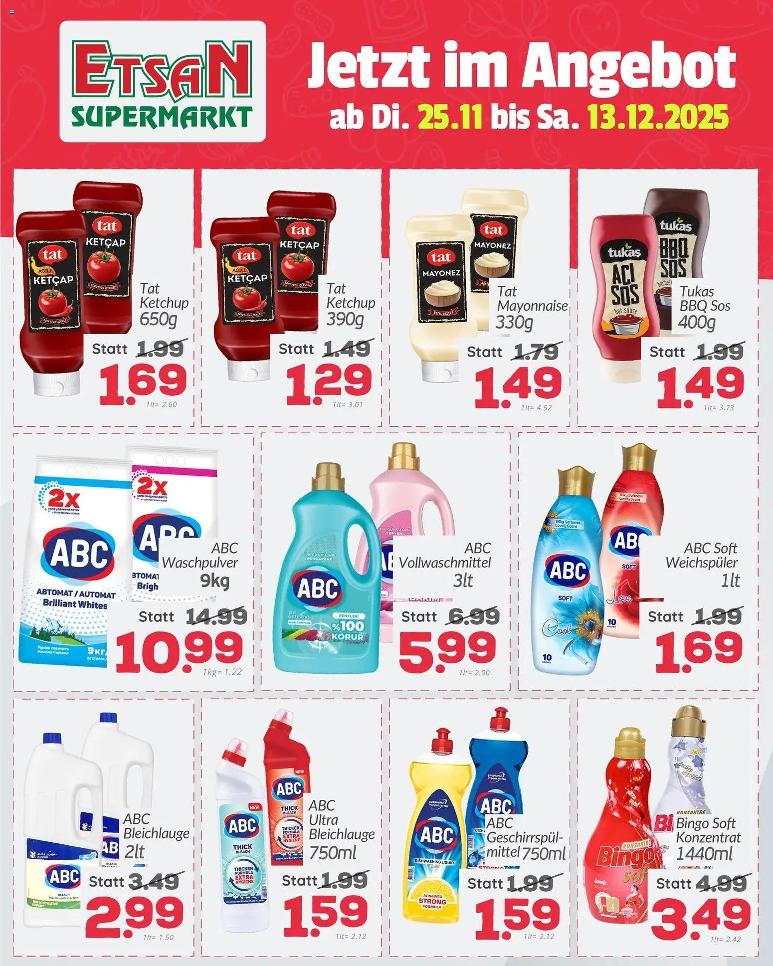 ETSAN Flugblatt gültig ab 25.11.2025 | Seite: 5 | Produkte: Ketchup, Mayonnaise, Waschpulver, Weichspüler