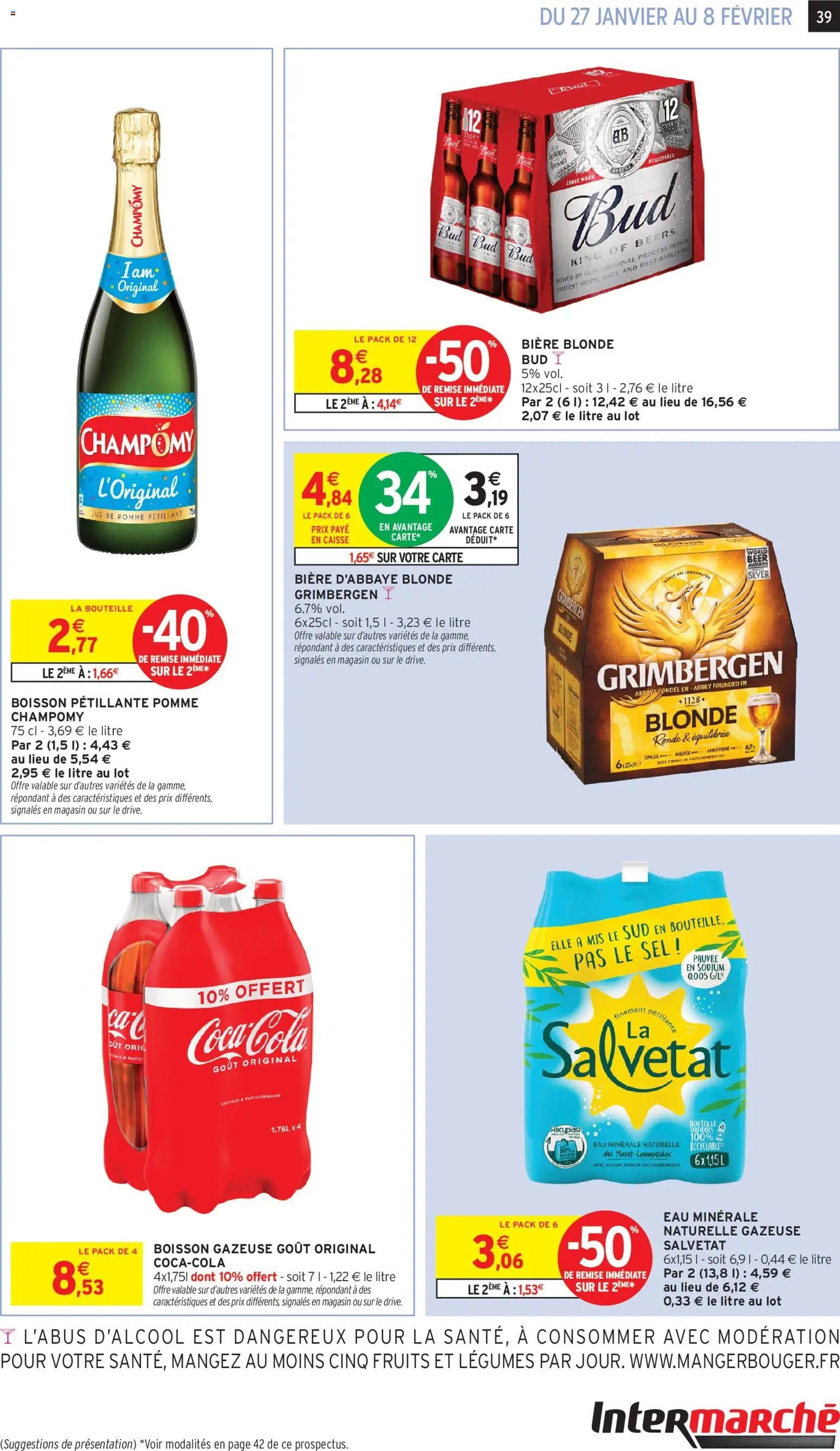 {H1} | Page: 39 | Produits: Bière blonde, Eau minérale naturelle, Jus de pomme, Jus