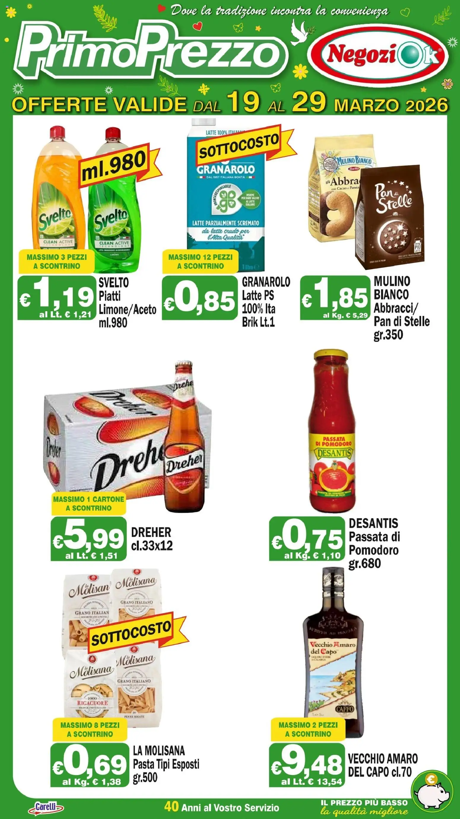 Volantino Primo Prezzo del 19.03.2026 | Pagina: 4 | Prodotti: Pomodoro, Limone, Cacao, Amaro