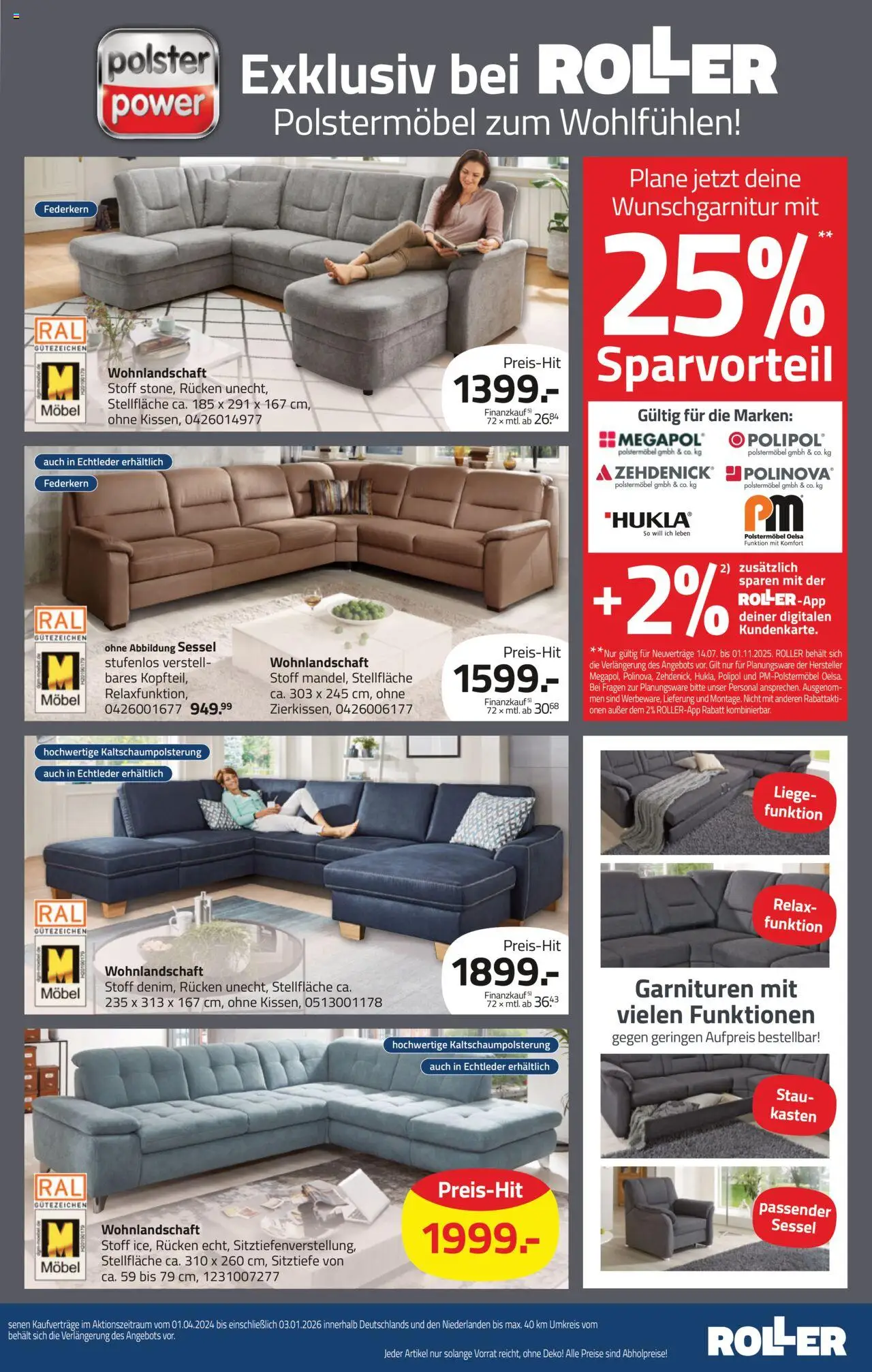 Roller Prospekt 	 – gültig ab 07.09.2025 | Seite: 13 | Produkte: Wohnlandschaft, Sessel, Liege