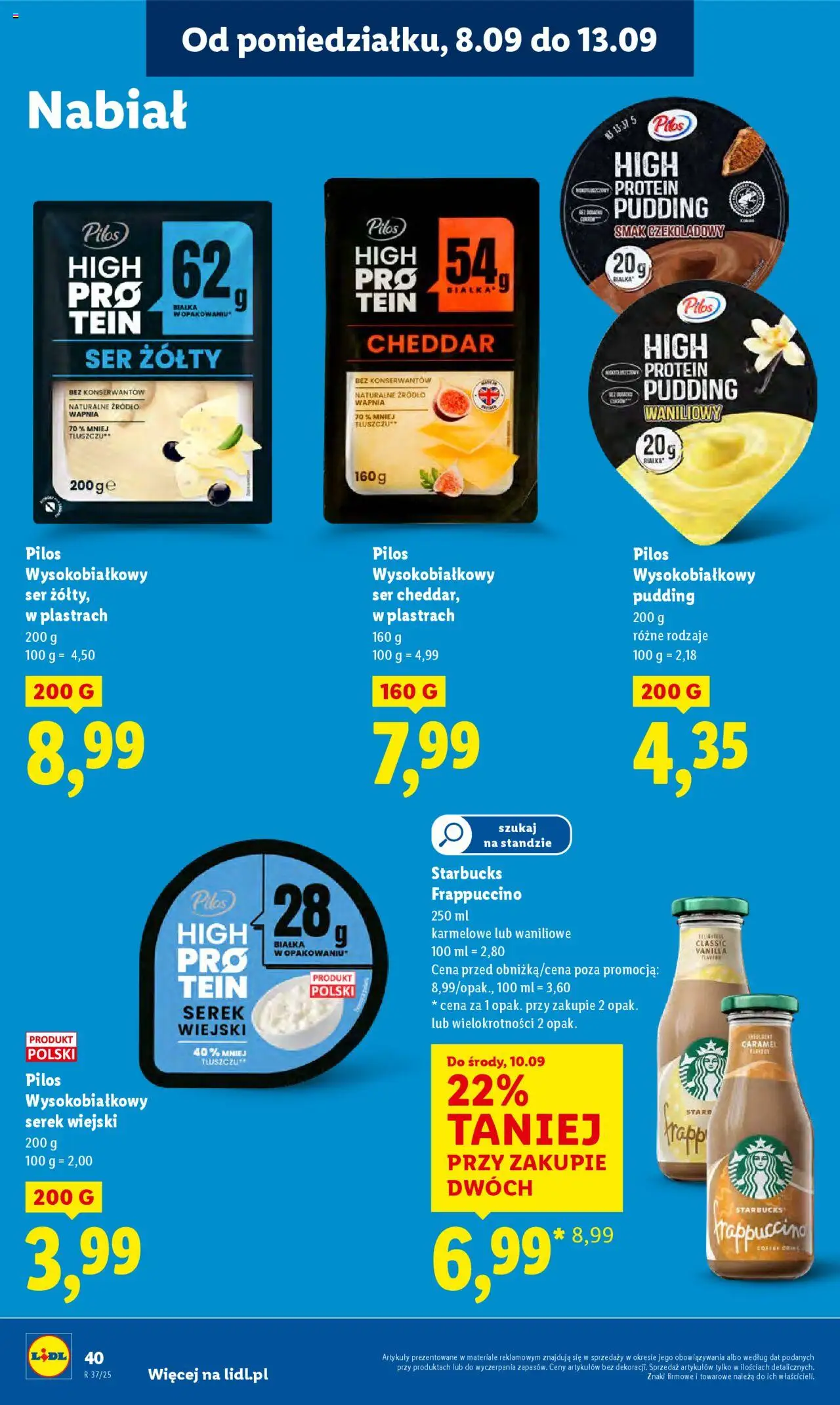 Lidl Gazetka od 08.09.2025 | Strona: 42 | Produkty: Serek, Lalka, Serek wiejski, Cheddar
