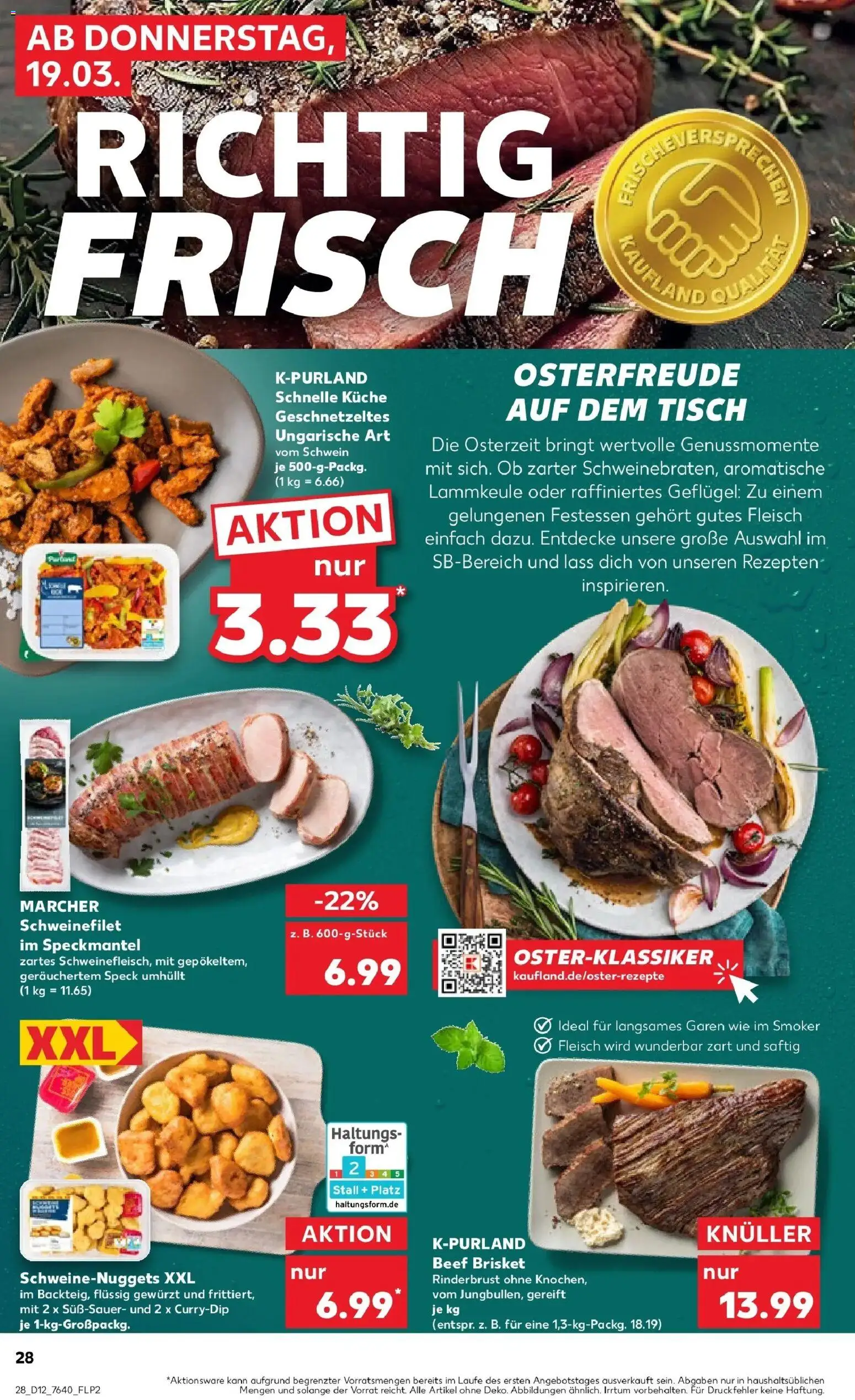 Kaufland Prospekt Bergkamen	 – gültig ab 19.03.2026 | Seite: 28 | Produkte: Lammkeule, Tisch, Schweinefilet, Fleisch