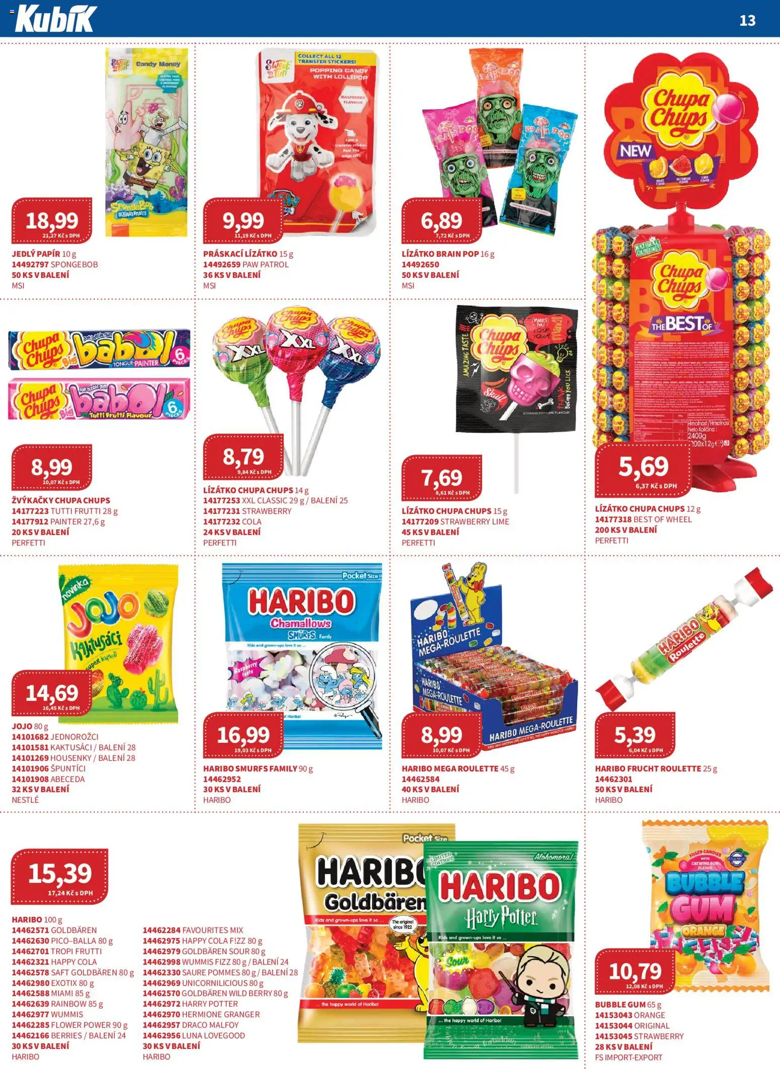 Kubík leták - Velkoobchod 03/2026 od 01.03.2026 | Strana: 13 | Produkty: Jojo, Haribo, Harry Potter, Cola