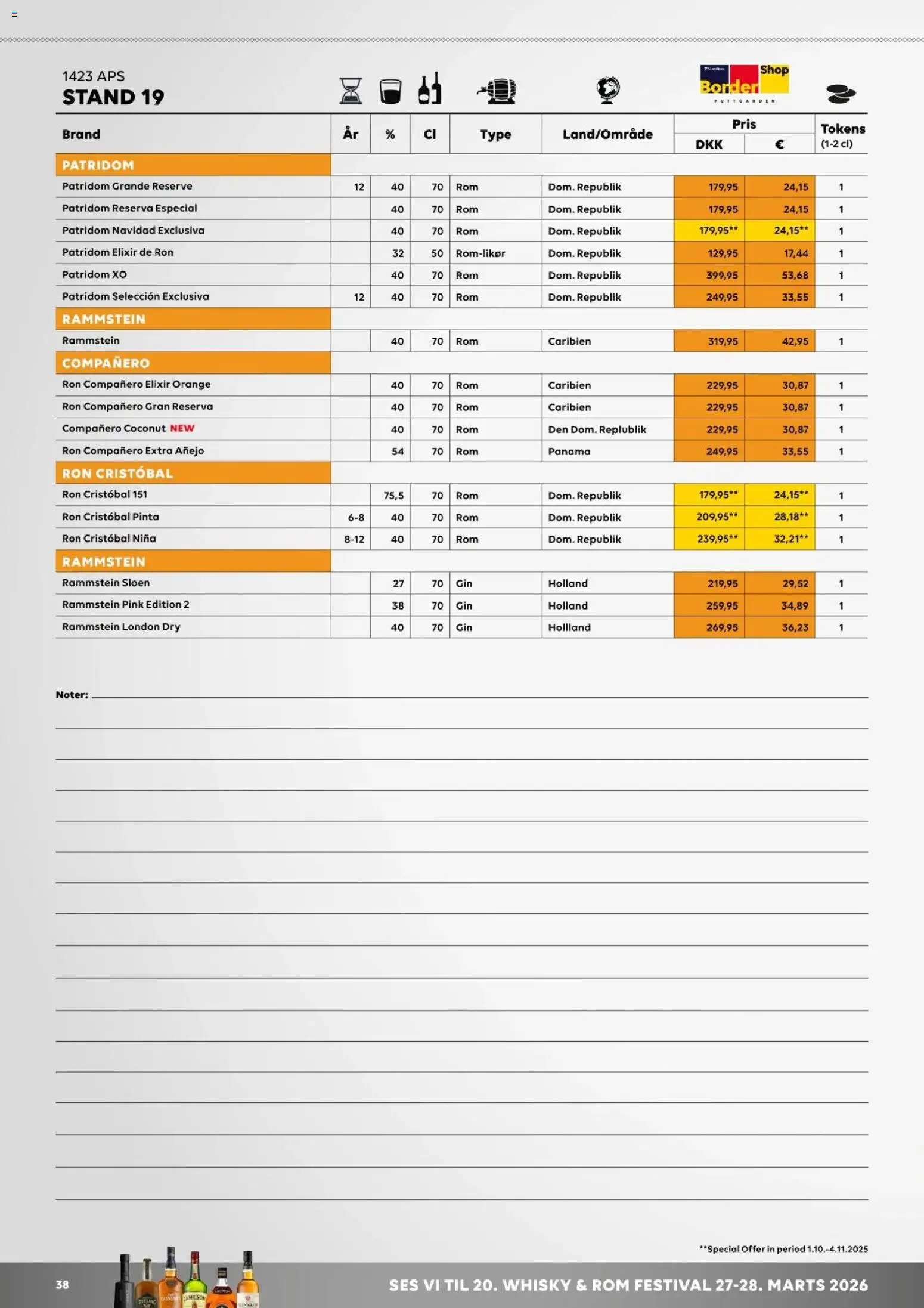 Bordershop tilbudsavis – gyldig fra 30.10.2025 | Side: 38 | Produkter: Whisky, Rom