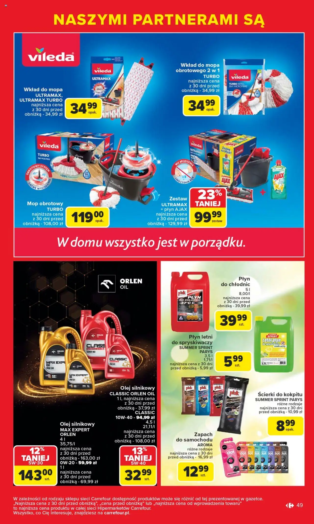 Carrefour Gazetka - Markowe okazje czekają od 09.06.2025 | Strona: 49 | Produkty: Zapach, Olej, Mop obrotowy, Vileda