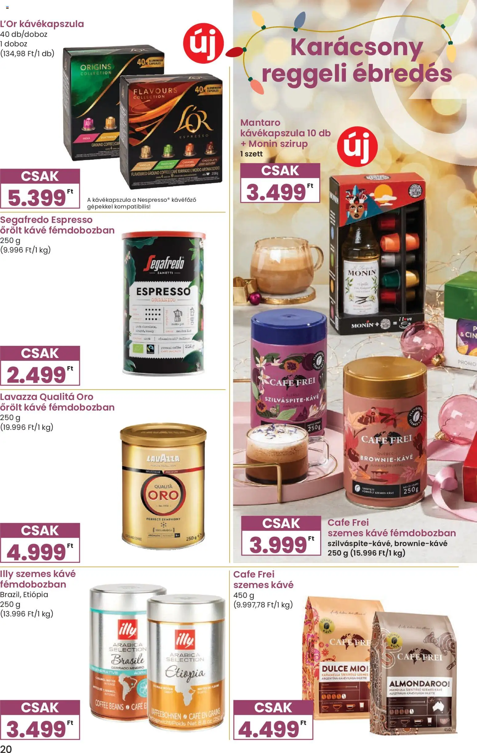 Spar akciós ujság - amely érvényes a következő dátumtól: 27.11.2025 | Oldal: 20 | Termékek: Kávékapszula, Kávéfőző, Kávé, Őrölt kávé