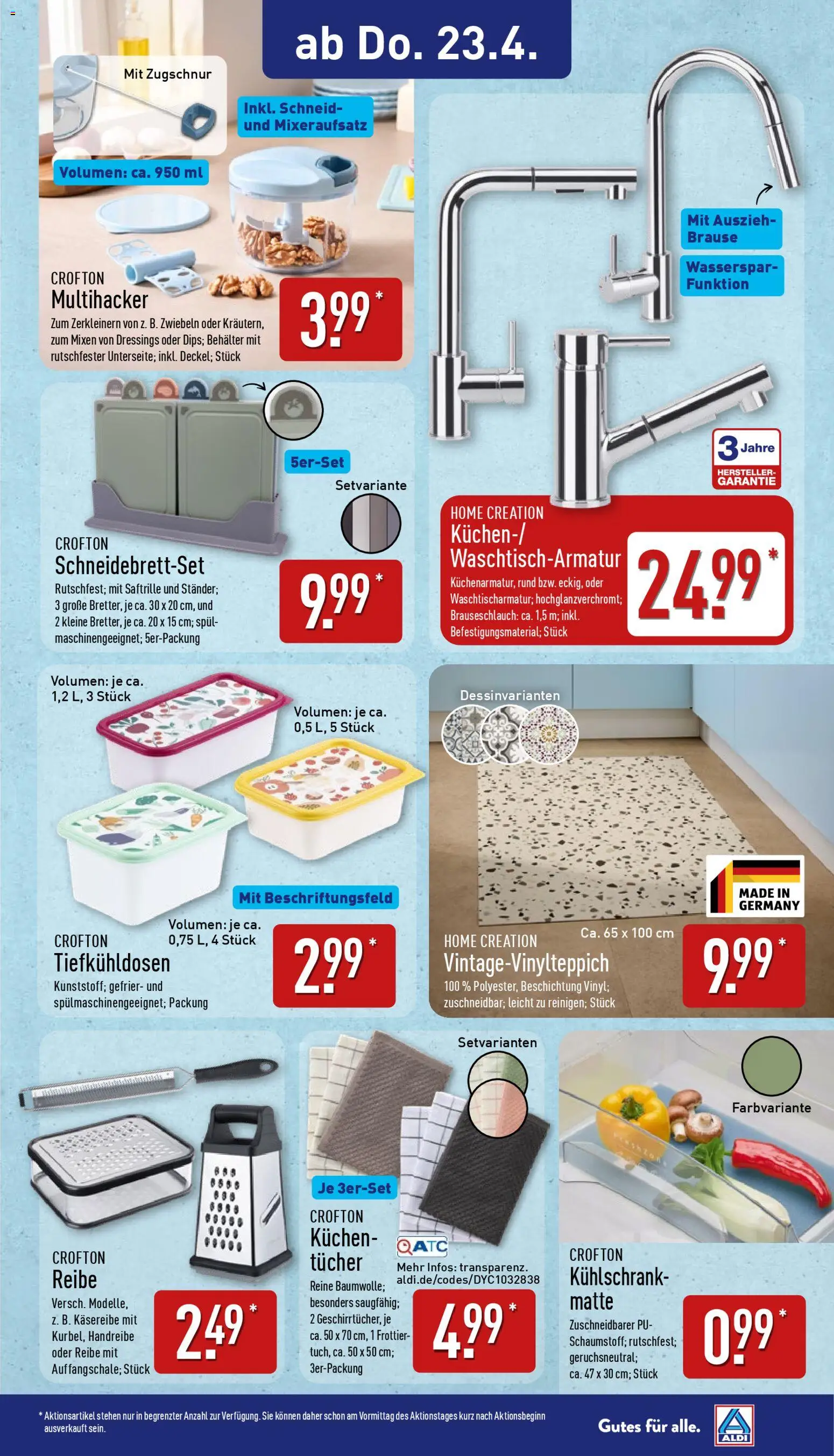 Aldi Ausblick – gültig ab 20.04.2026 | Seite: 10 | Produkte: Kühlschrank, Zwiebeln, Kuchen, Home creation