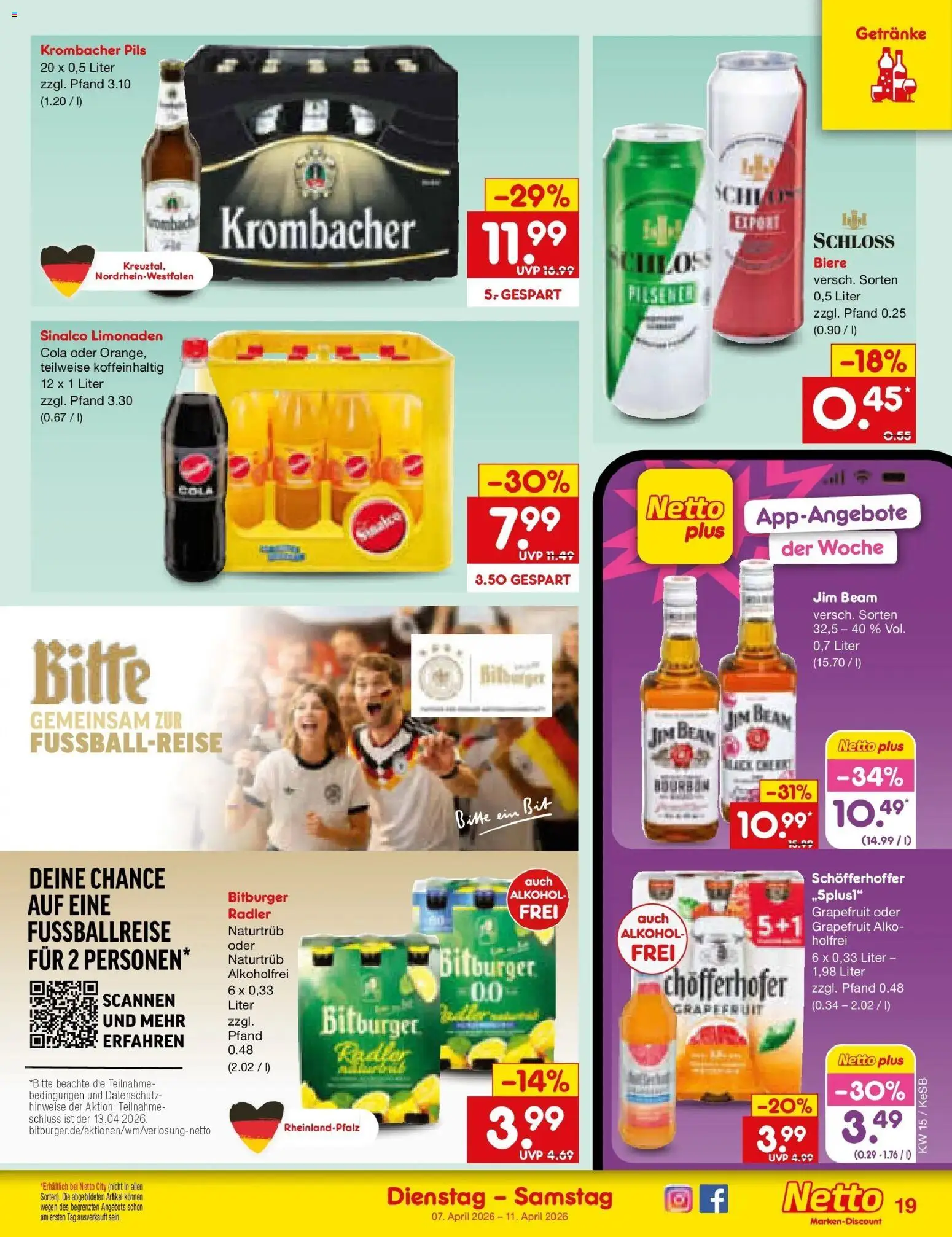 Netto Marken-Discount Prospekt Kruft	 – gültig ab 05.04.2026 | Seite: 21 | Produkte: Bitburger, Grapefruit, Radler, Bourbon