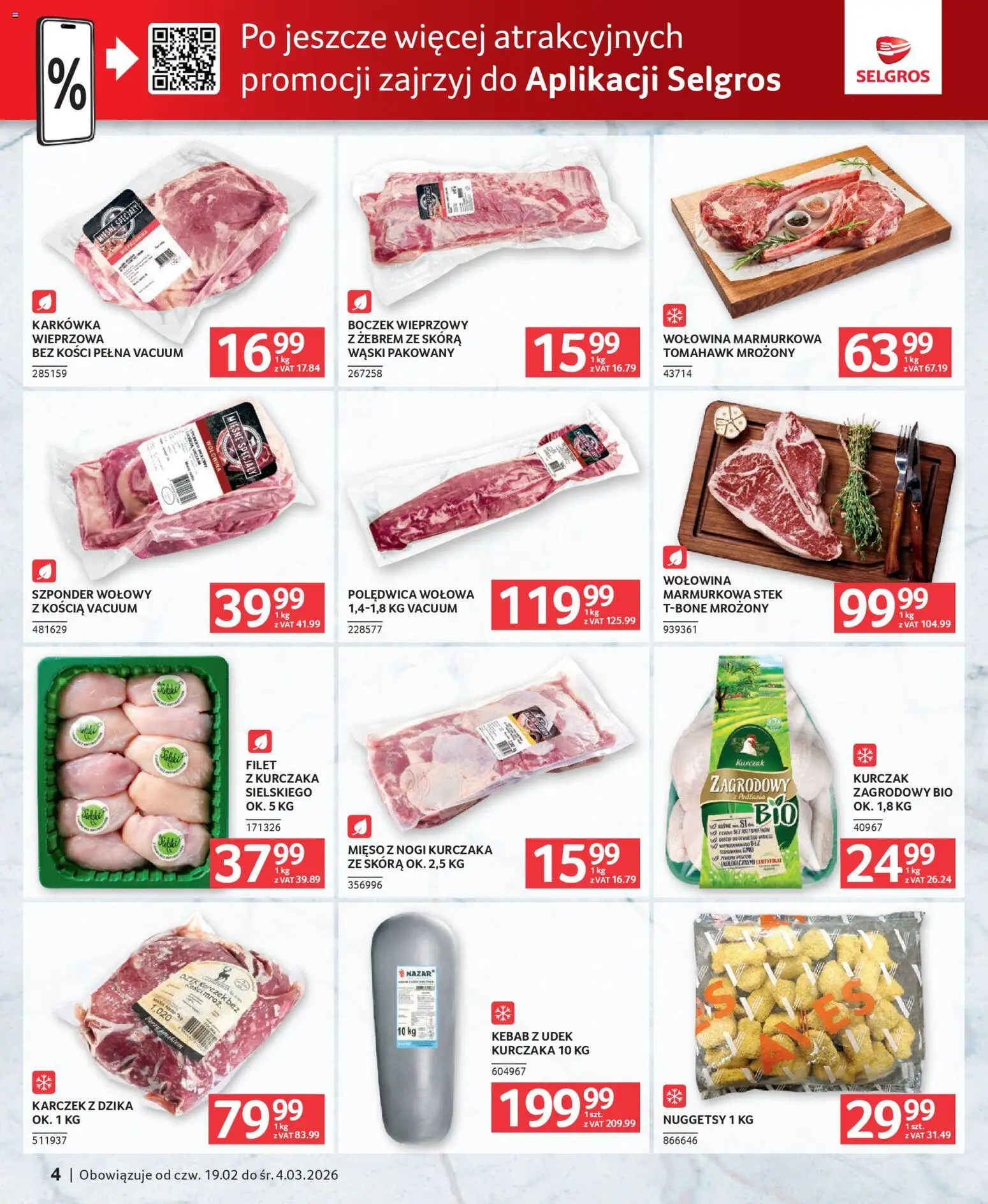 Selgros cash&carry Gazetka - Oferta dla gastronomii od 19.02.2026 | Strona: 4 | Produkty: Kebab, Boczek wieprzowy, Boczek, Wołowina