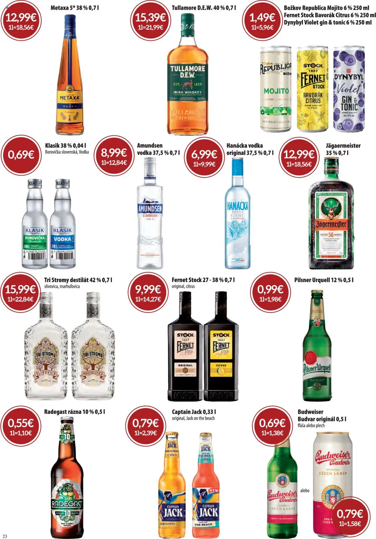 CBA Komfos leták │ platný od 03.07.2025 | Strana: 23 | Produkty: Božkov, Budvar, Slivovica, Gin