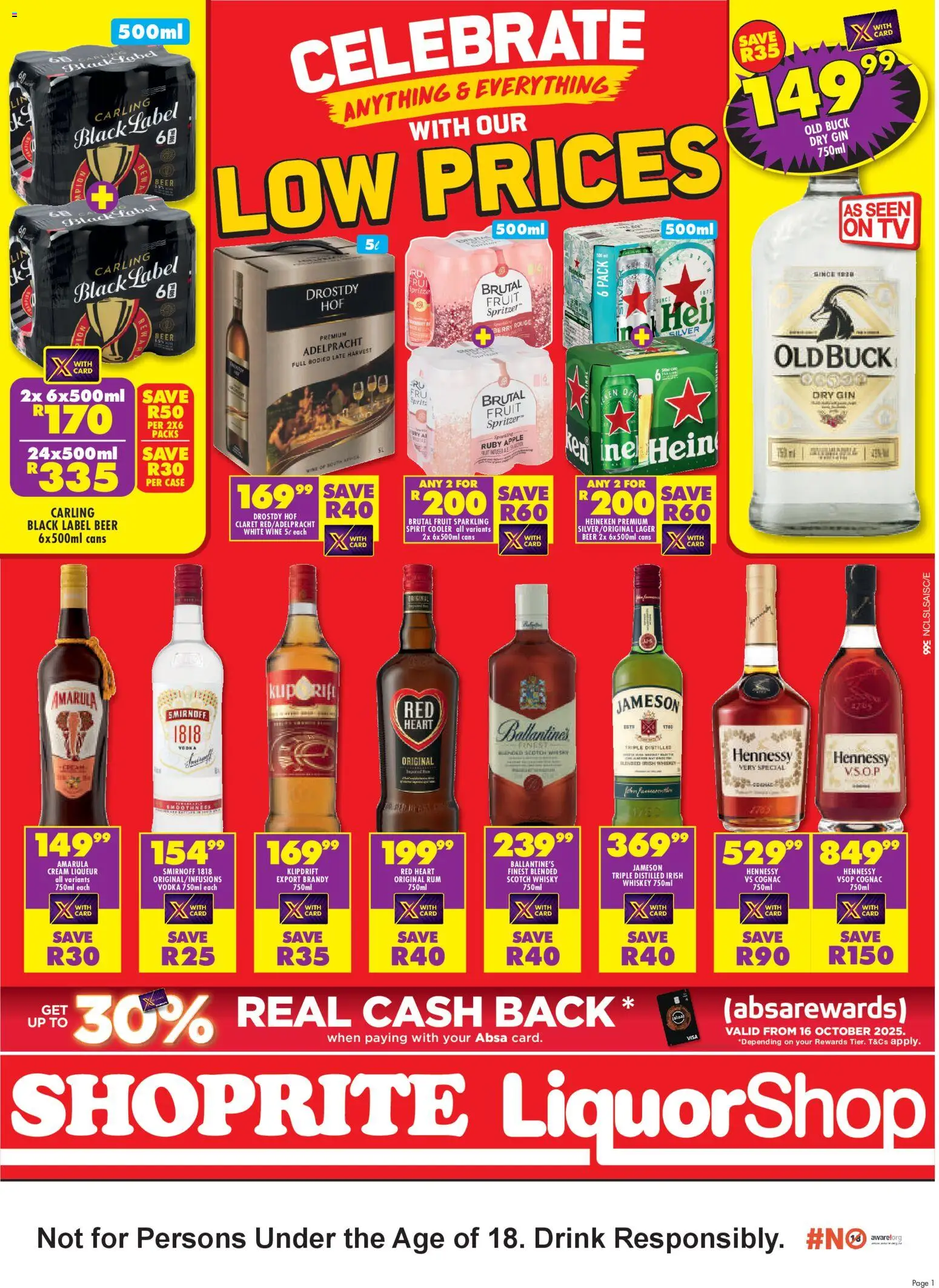 New Shoprite catalogue – valid from 24.10.2025 | Page: 1 | Products: Wine, Gin, Cream, Vodka