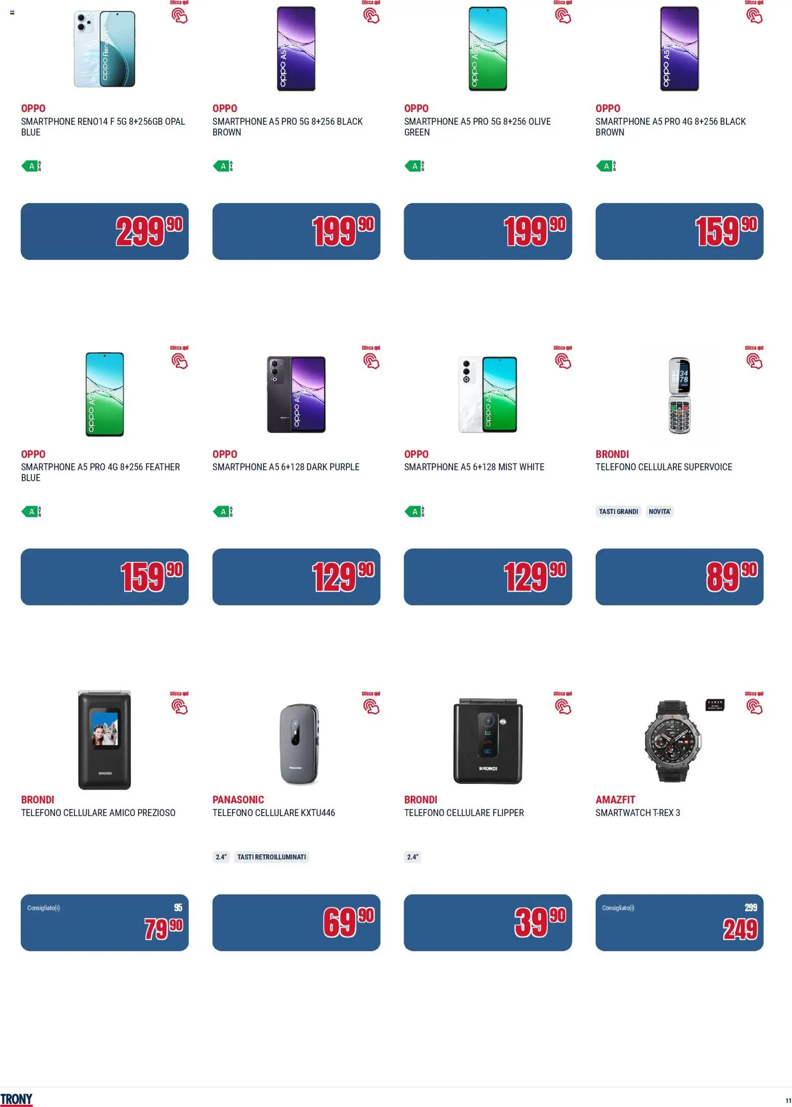 Volantino Trony del 04.12.2025 | Pagina: 11 | Prodotti: Cellulare, Olive, Telefono, Smartwatch