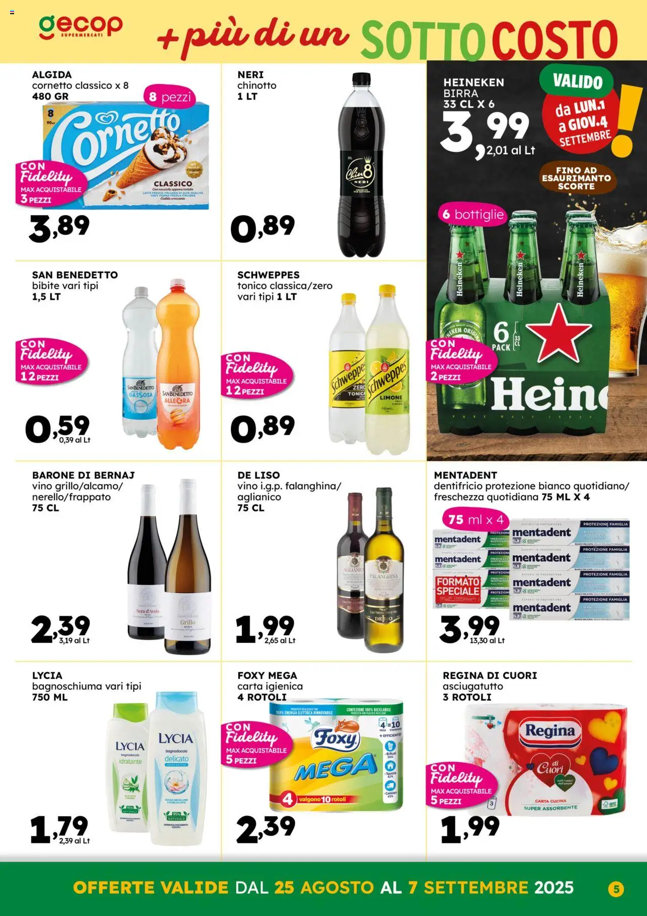 Volantino GECOP del 25.08.2025 | Pagina: 5 | Prodotti: Bagnoschiuma, Birra, Chinotto, Asciugatutto