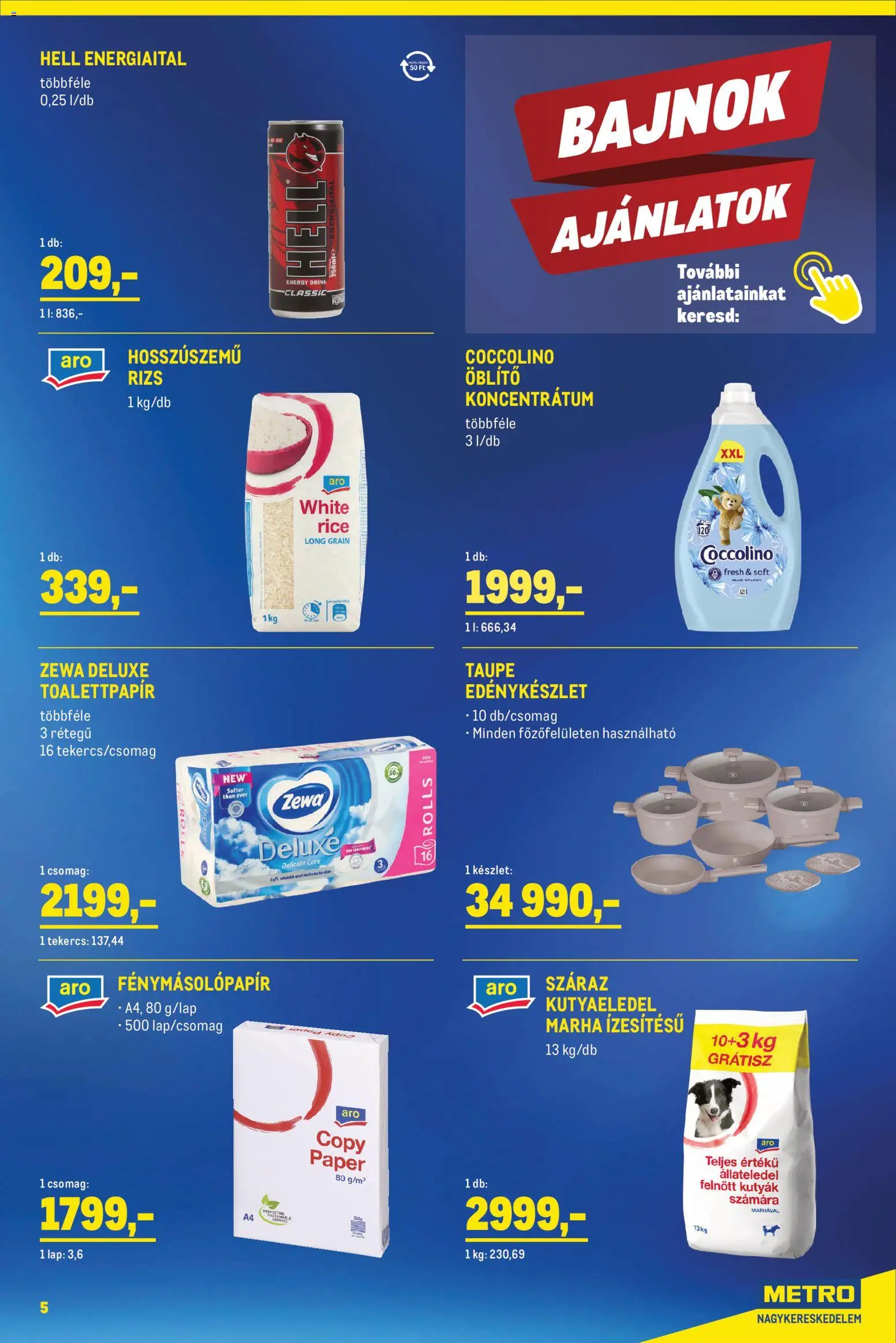 Metro akciós ujság - amely érvényes a következő dátumtól: 01.03.2026 | Oldal: 5 | Termékek: Energiaital, Fénymásolópapír, Öblítő, Rizs