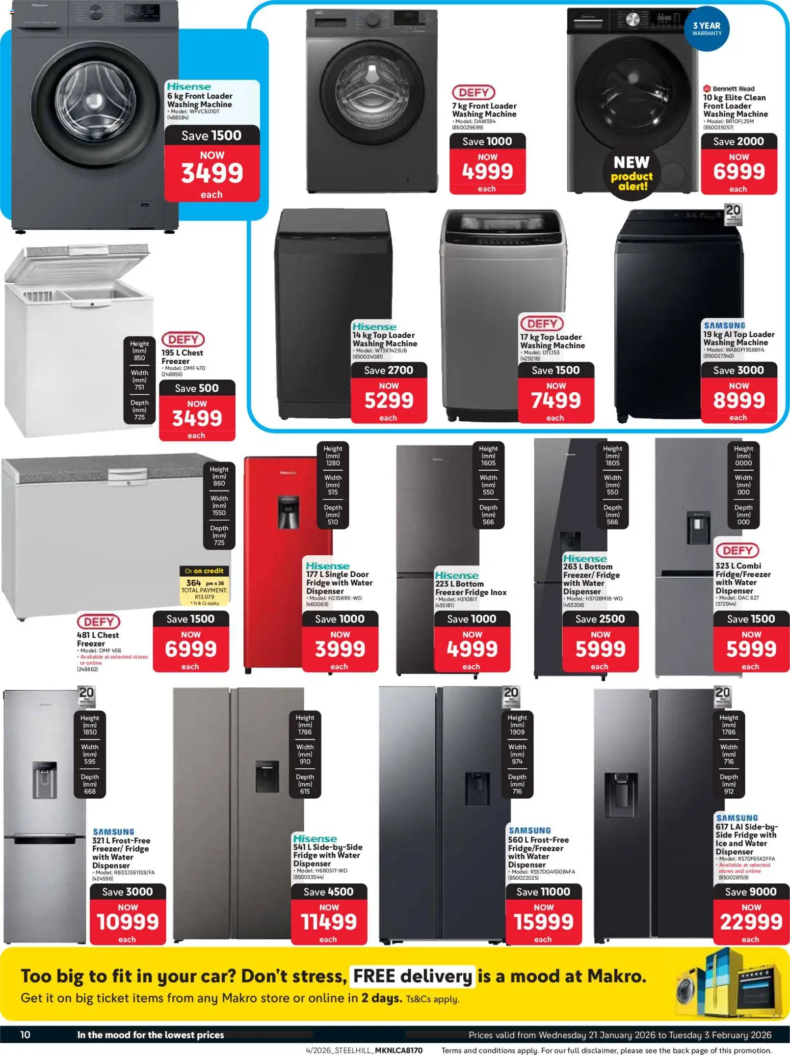 New Makro catalogue – valid from 21.01.2026 | Page: 10 | Products: Freezer, Washing machine, Freezer fridge, Water
