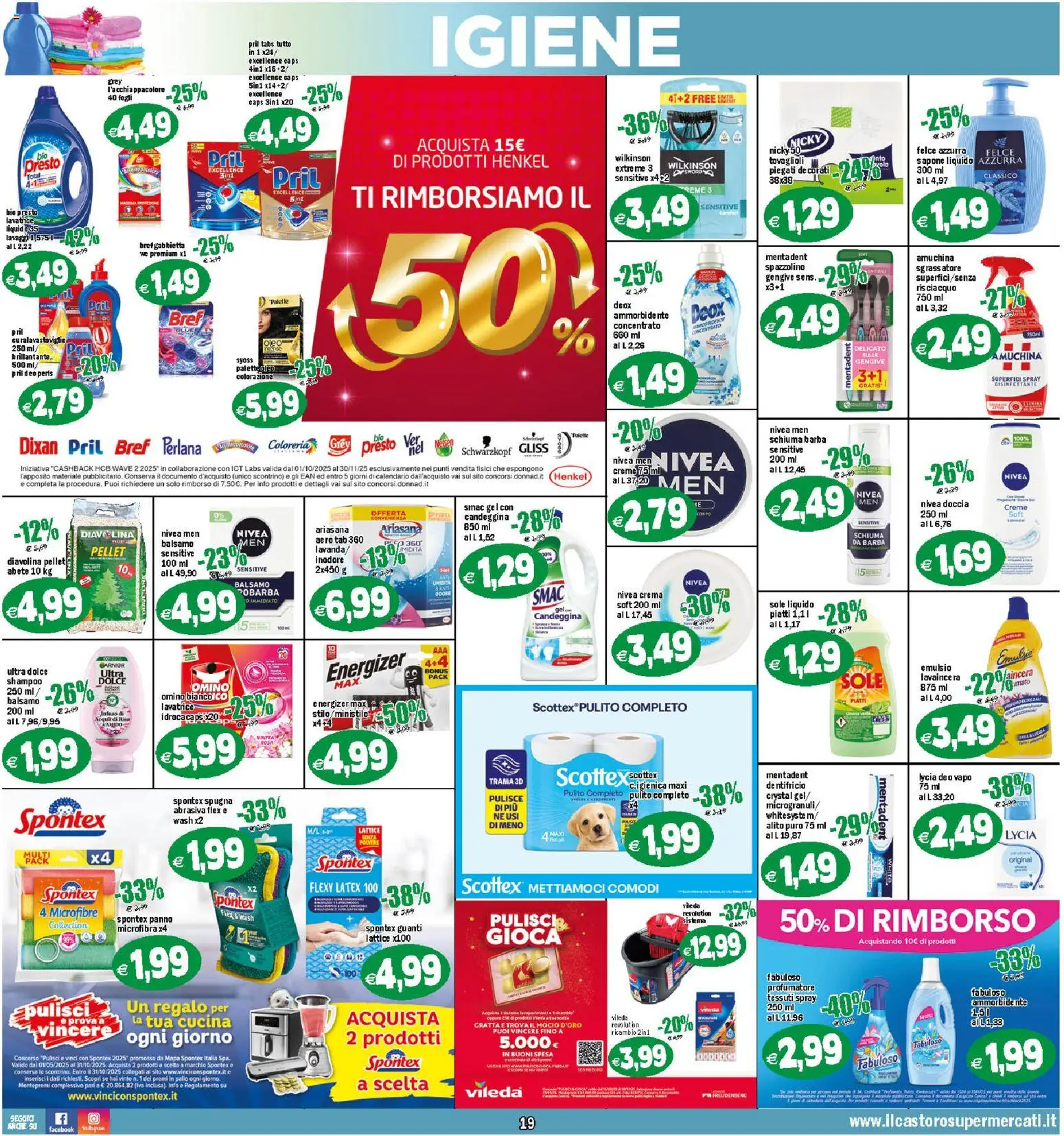 Volantino Il Castoro del 17.10.2025 | Pagina: 19 | Prodotti: Balsamo, Spray disinfettante, Spazzolino, Lavatrice