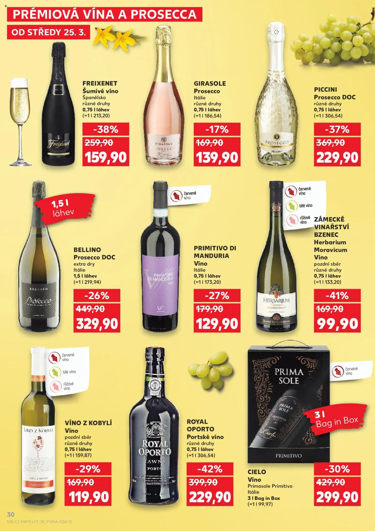 Kaufland leták - Plzeň Bory od 25.03.2026 | Strana: 30 | Produkty: Šumivé víno, Víno, Primitivo Di Manduria, Primitivo