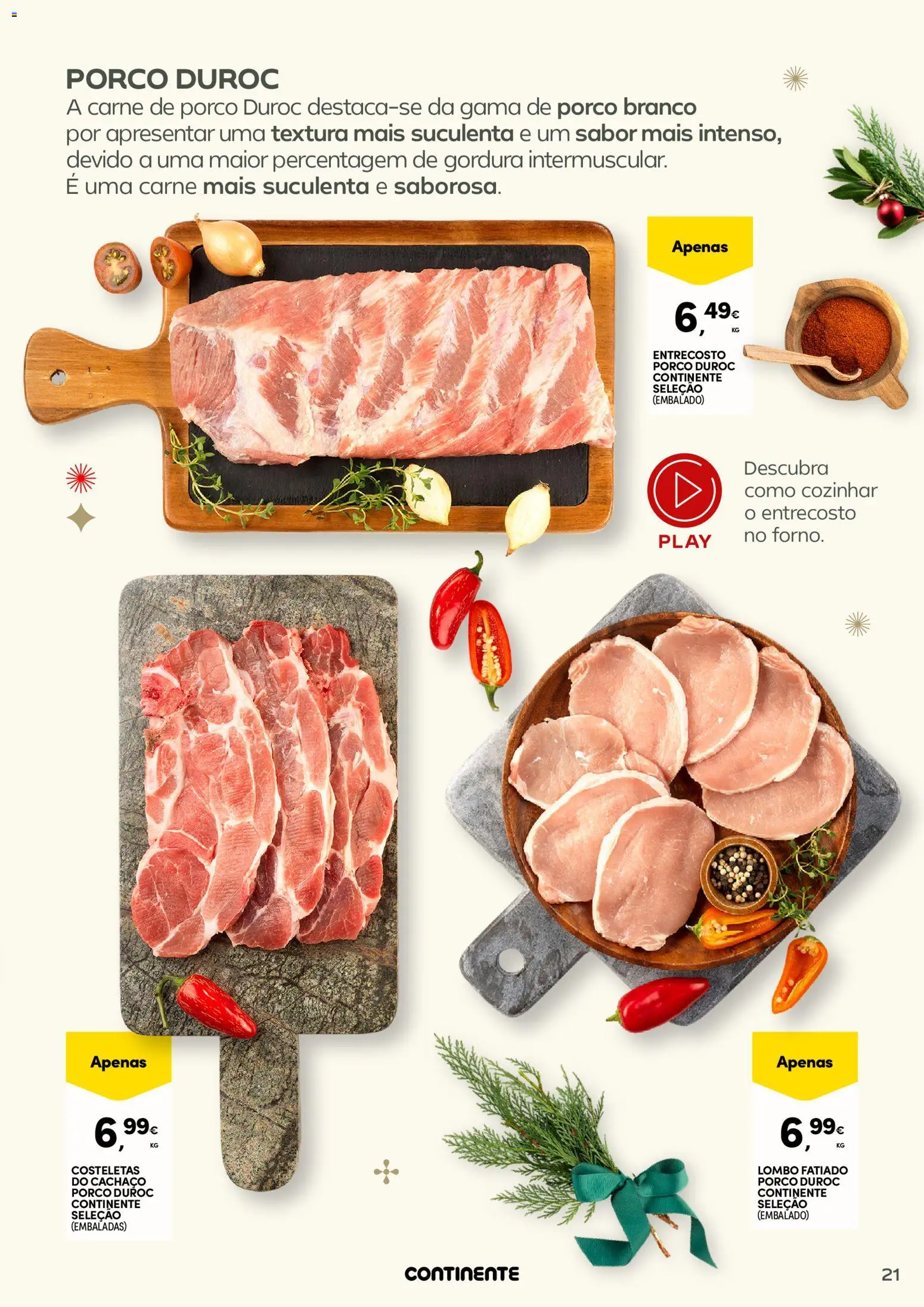 Continente - Frescos: Mais tempo à mesa com todos │ válido de 16.12.2025 | Página: 21 | Produtos: Lombo, Carne de porco, Carne