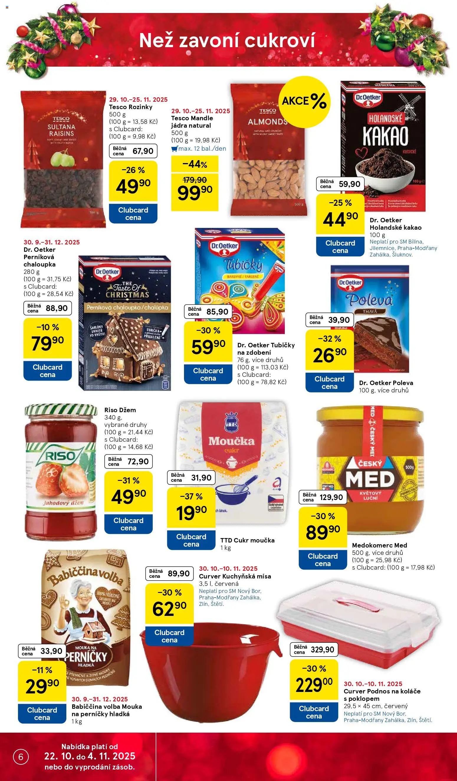 Tesco leták - Supermarket od 29.10.2025 | Strana: 6 | Produkty: Mandle, Cukroví, Kakao, Perníčky