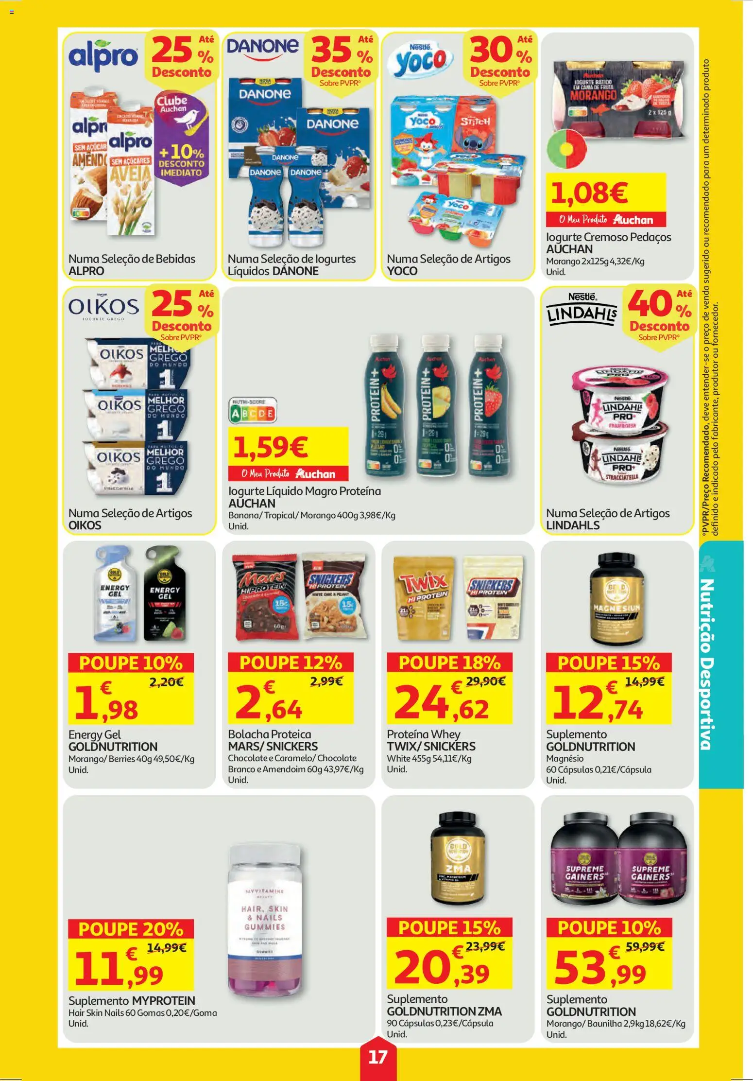 Auchan folheto │ válido de 19.03.2026 | Página: 17 | Produtos: Iogurte, Chocolate, Açúcar, Proteina