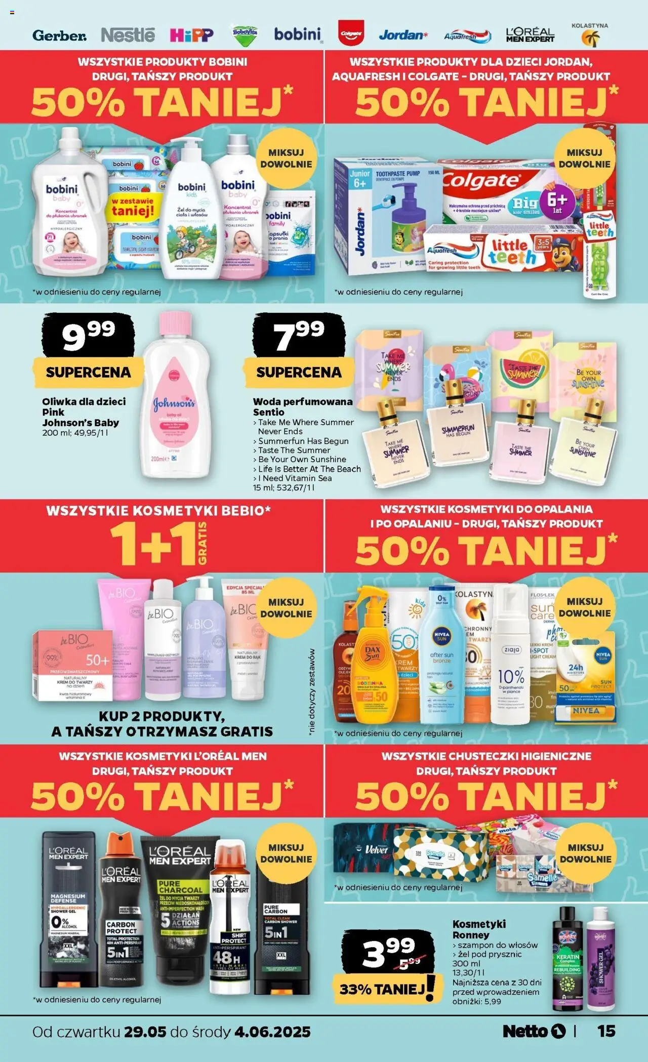 Netto gazetka - Spożywcza od 29.05.2025 | Strona: 15 | Produkty: Kosmetyki, Żel pod prysznic, Krem, Woda