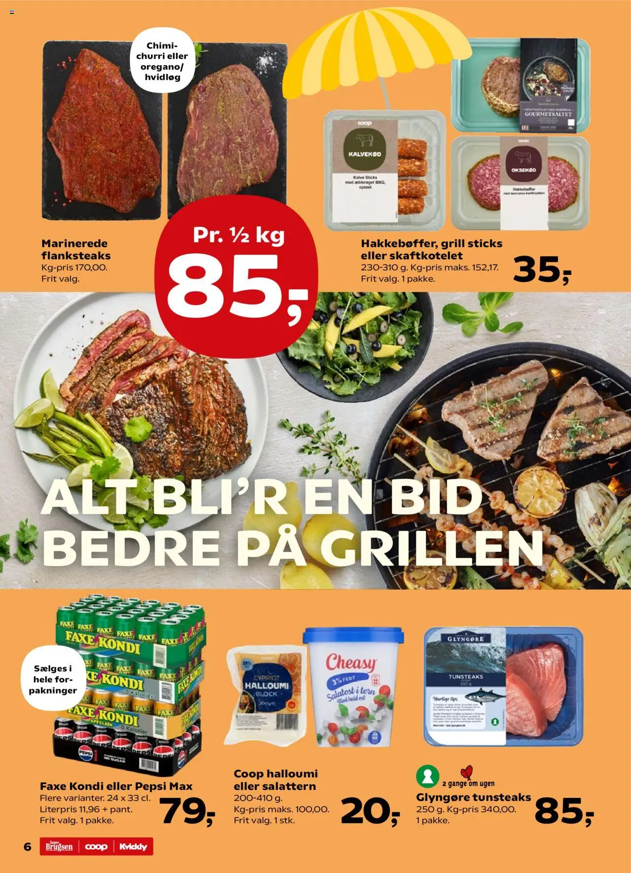 Super Brugsen Tilbudsavis gyldig fra 04.07.2025 | Side: 6 | Produkter: Oksekød, Faxe Kondi, Pepsi, Pepsi Max
