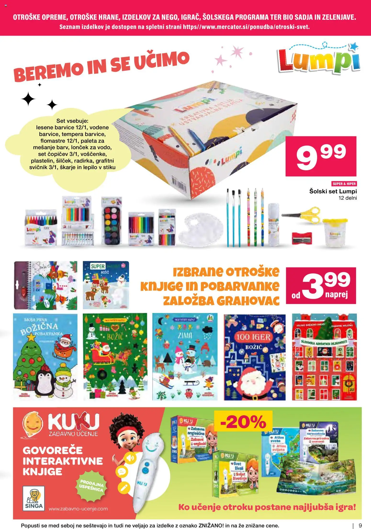 Novi Mercator katalog ponudbe – veljaven od 19.11.2025 | Stran: 9 | Izdelki: Igra, Barvice, Lepilo