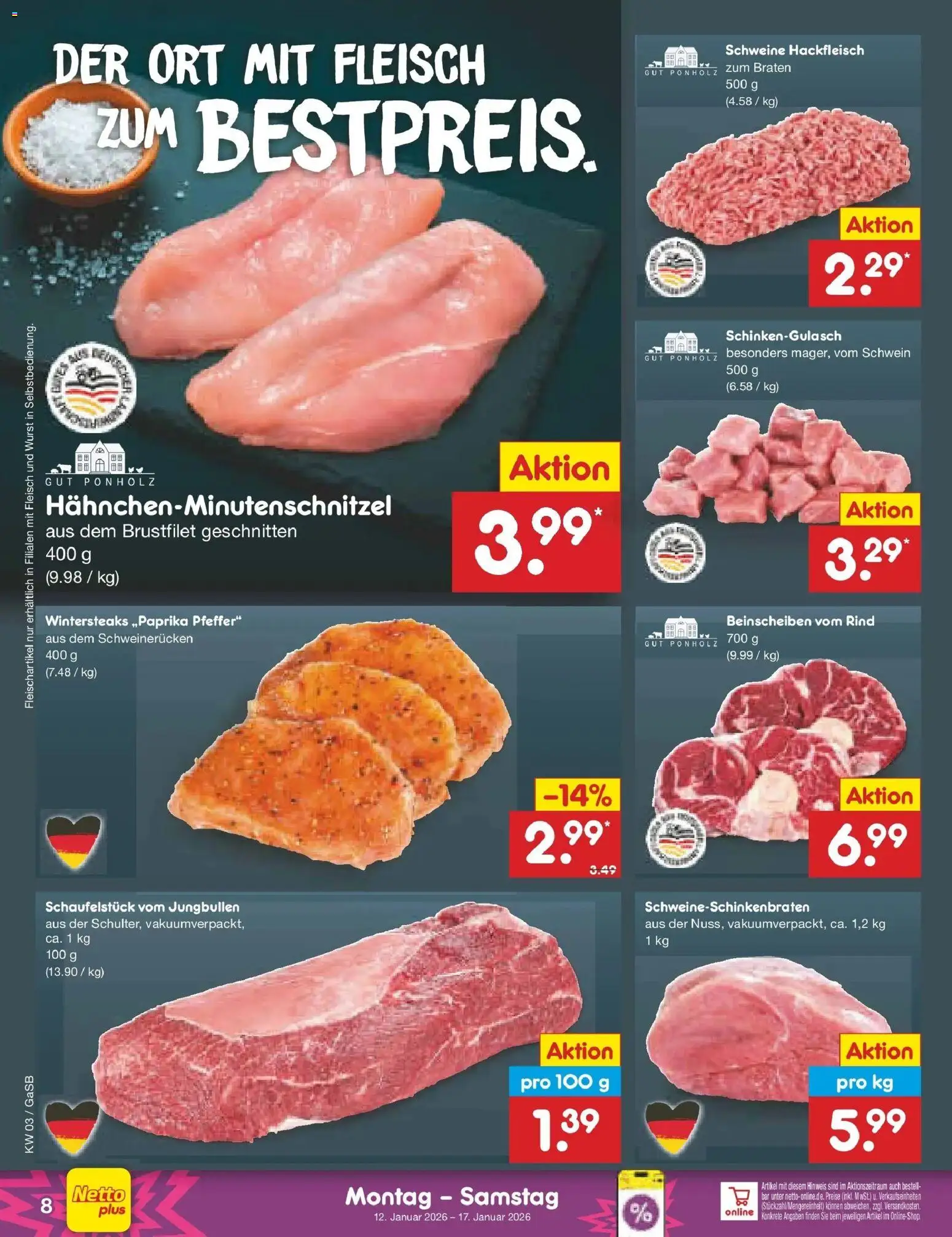 Netto Marken-Discount prospekt Bremen-Lesum	 – gültig ab 12.01.2026 | Seite: 8 | Produkte: Pfeffer, Wurst, Fleisch, Hackfleisch