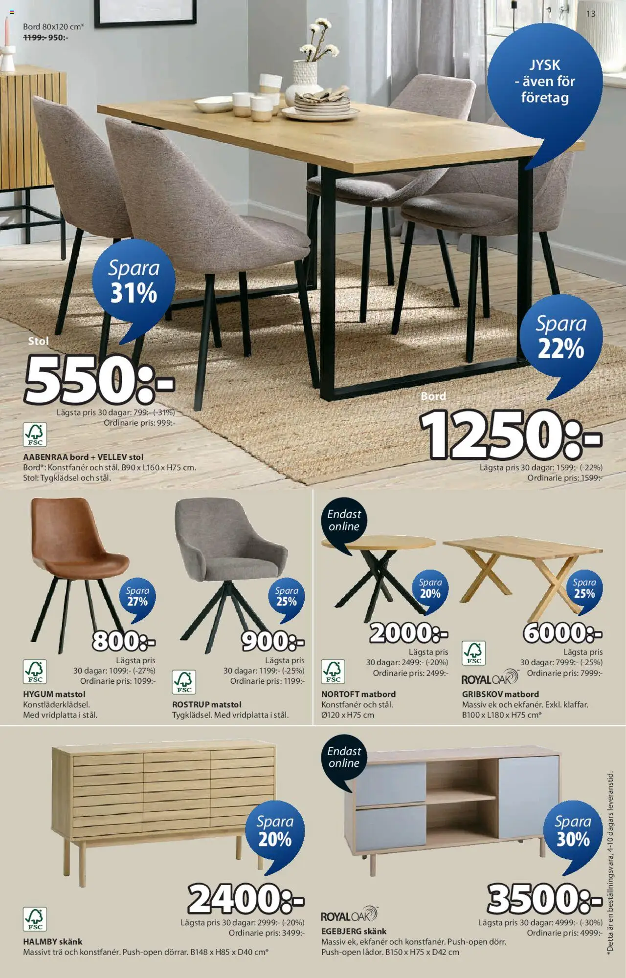 JYSK reklamblad aktuell från 18.08.2025 | Sida: 14 | Produkter: Bord, Stol, Skänk