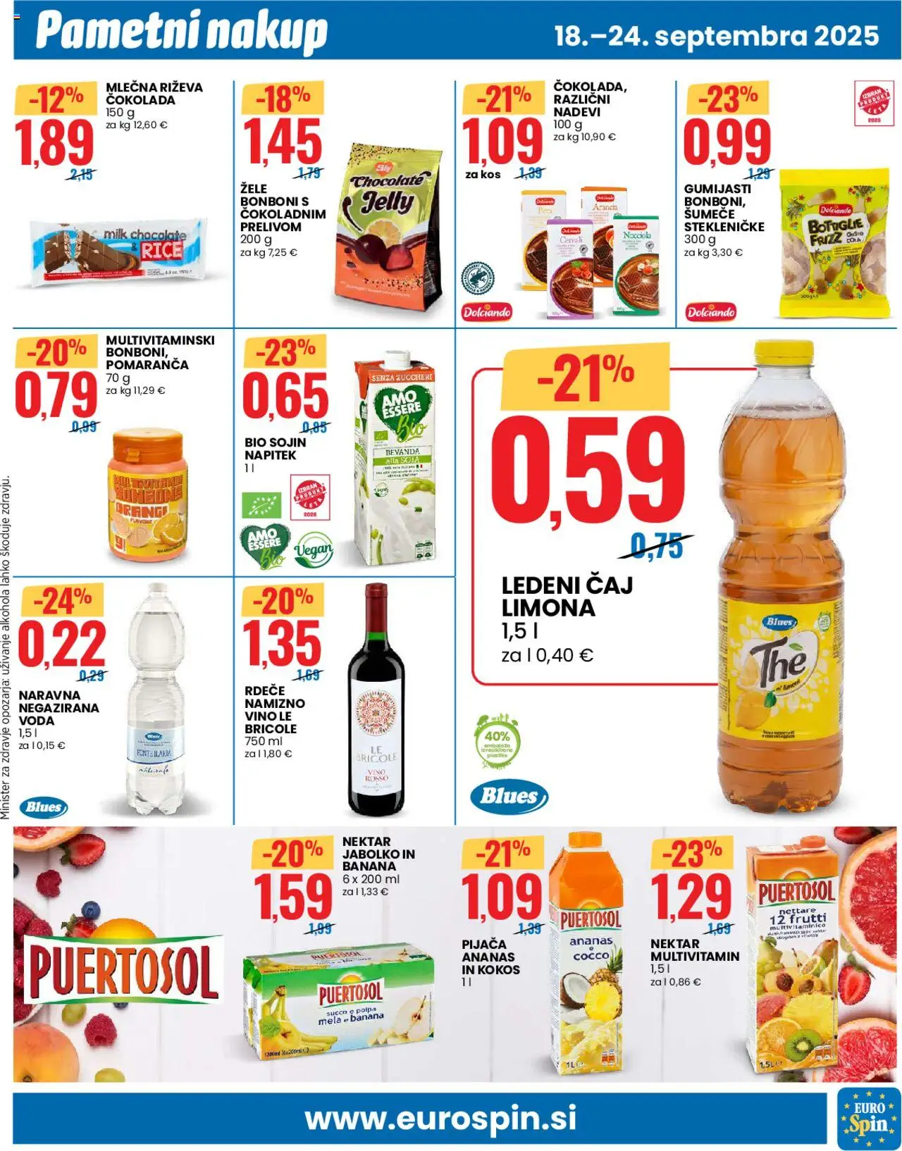 Novi Eurospin katalog ponudbe – veljaven od 18.09.2025 | Stran: 9 | Izdelki: Kos, Vino, Caj, Voda