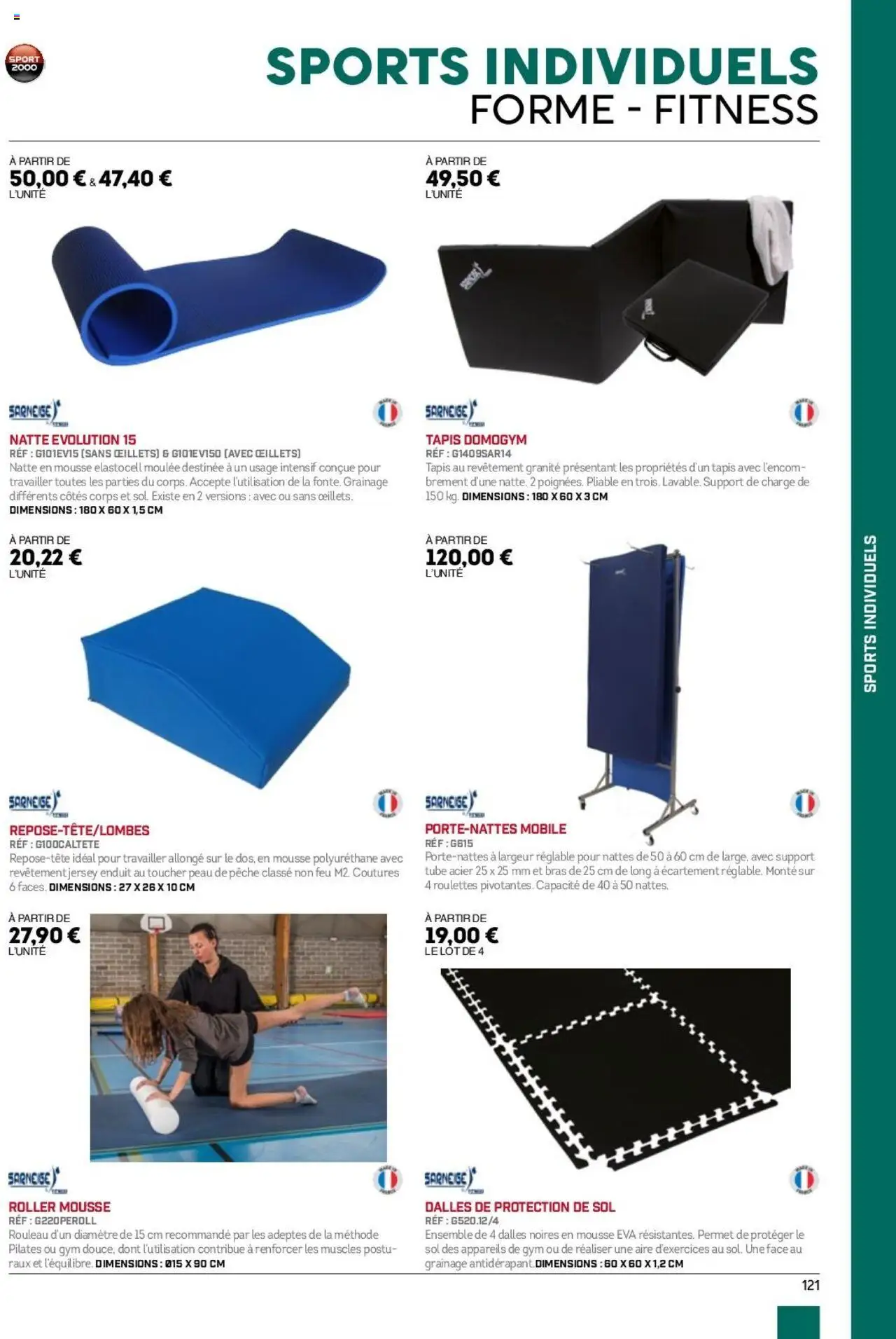 {H1} | Page: 121 | Produits: Pêche, Mousse, Rouleau, Tapis