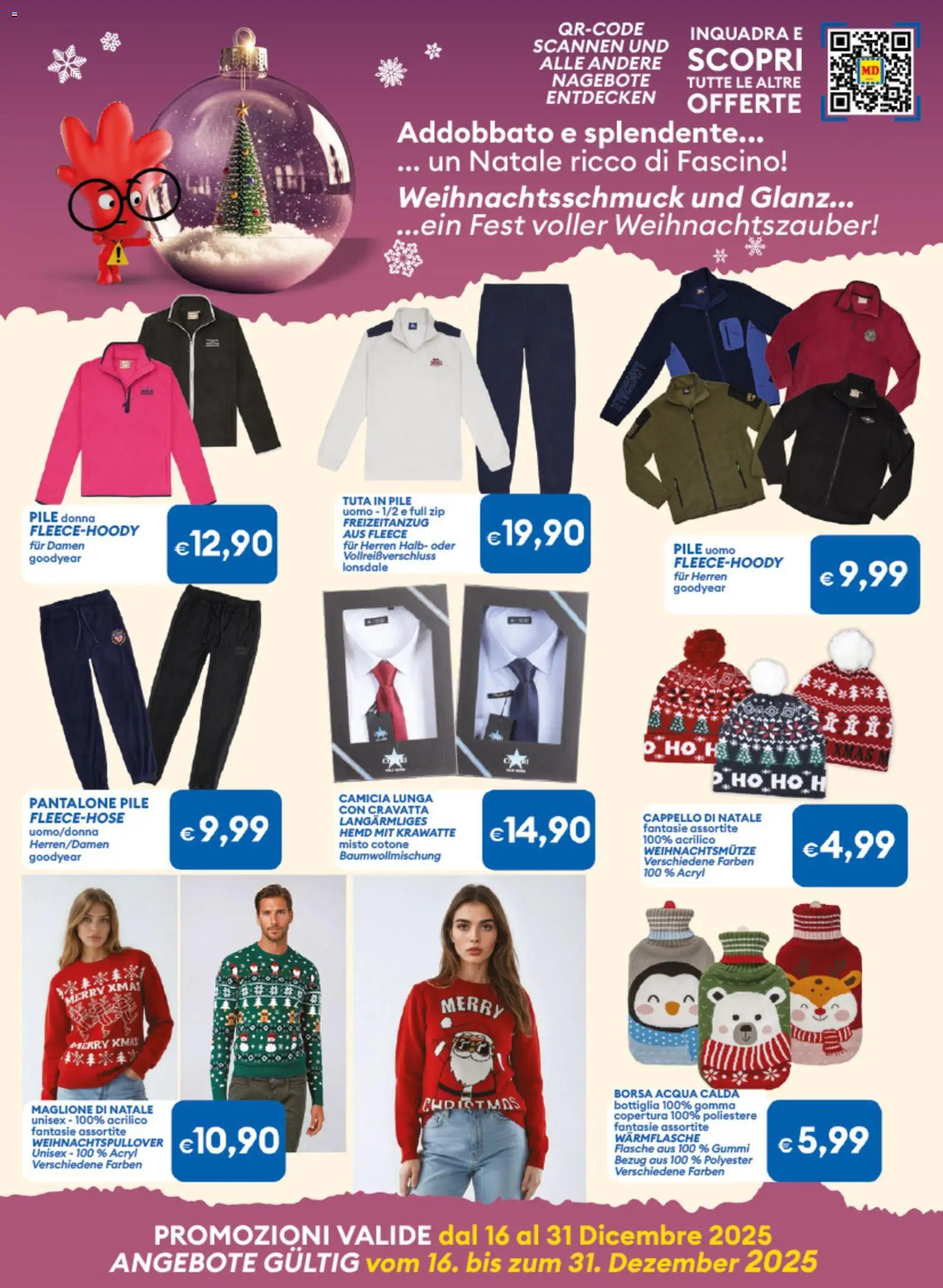 Volantino MD Discount del 16.12.2025 | Pagina: 18 | Prodotti: Camicia, Maglione, Cappello, Bottiglia