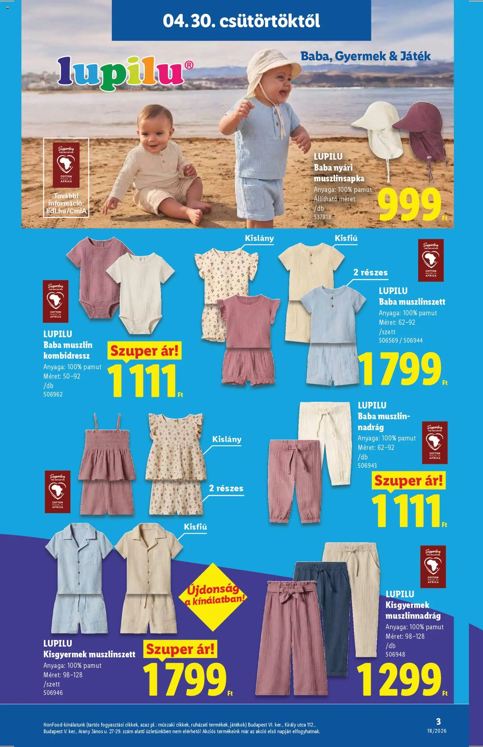 Lidl akciós ujság - amely érvényes a következő dátumtól: 30.04.2026 | Oldal: 3 | Termékek: Játék, Játékok, Nadrág