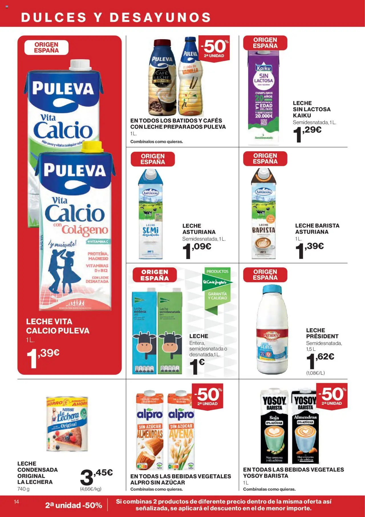 Hipercor catálogo │ válido desde el 05.06.2025 | Página: 14 | Productos: Leche sin lactosa, Leche, Café, Φαρίνα