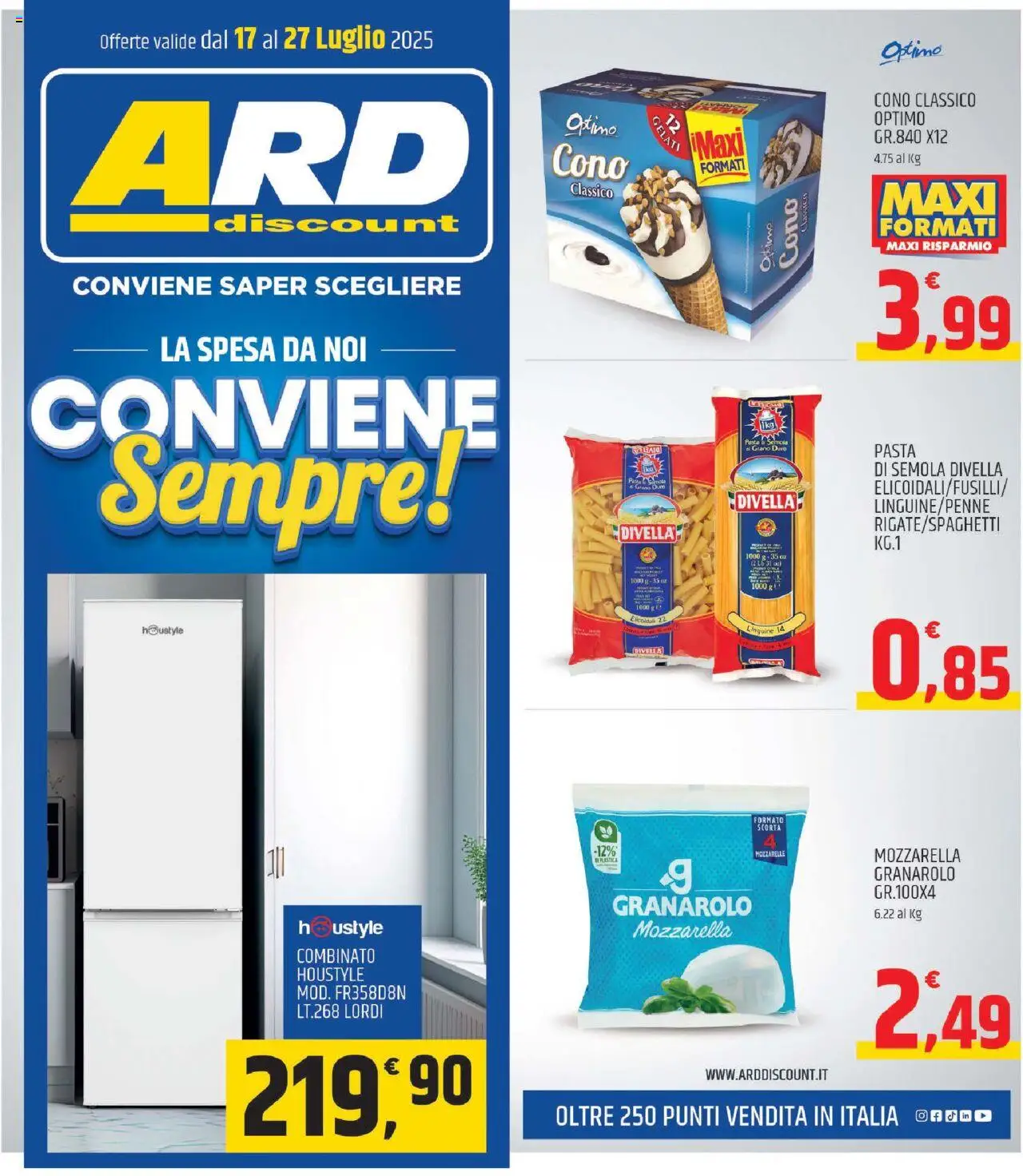 Volantino ARD Discount del 17.07.2025 | Pagina: 1 | Prodotti: Mozzarella, Pasta