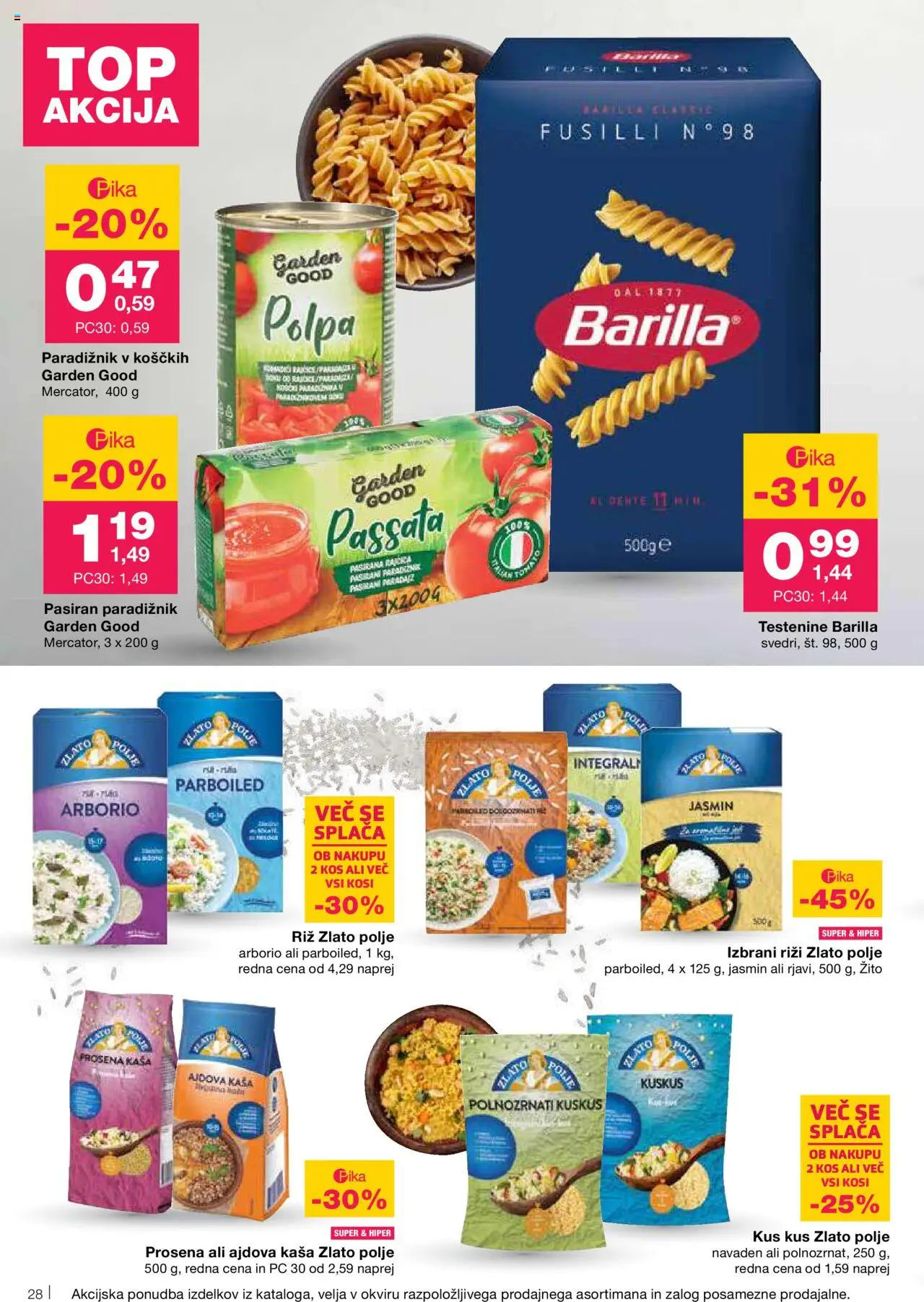 Mercator katalog │ velja od 07.08.2025 | Stran: 32 | Izdelki: Kos, Paradiznik, Riz, Testenine