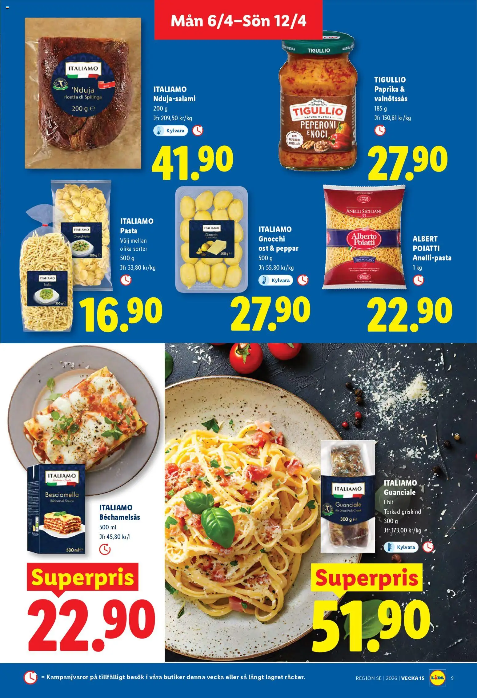 Lidl reklamblad aktuell från 06.04.2026 | Sida: 9 | Produkter: Peppar, Ost, Pasta