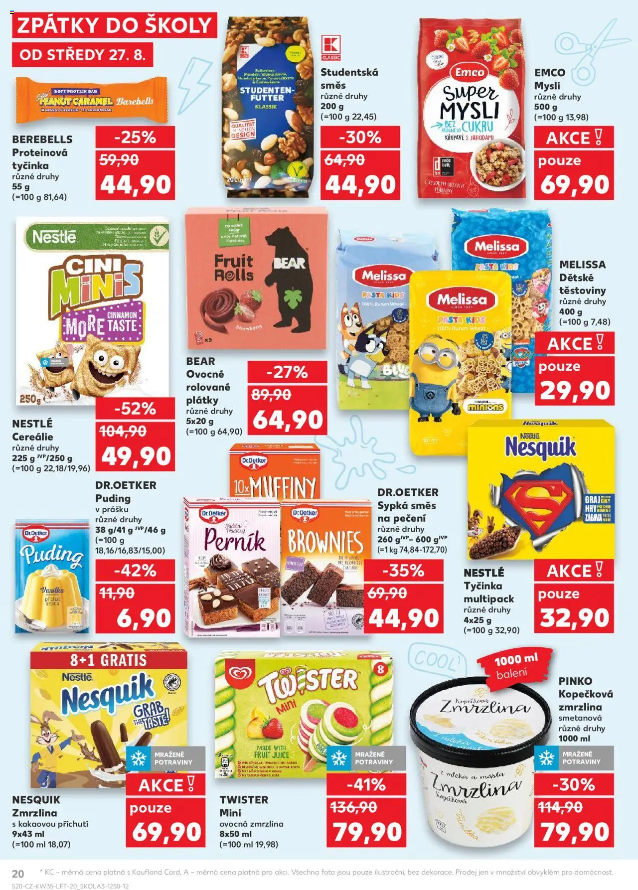 Kaufland leták - Chomutov od 27.08.2025 | Strana: 20 | Produkty: Emco Mysli, Cereálie, Zmrzlina, Puding