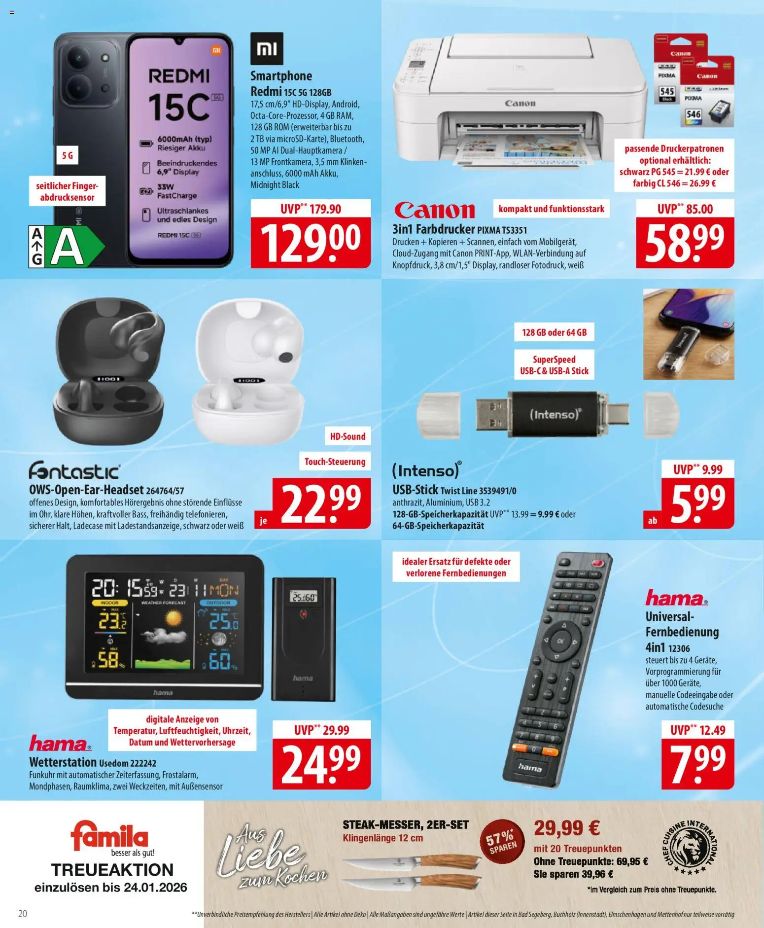 Famila Prospekt 	 – gültig ab 12.01.2026 | Seite: 20 | Produkte: Wetterstation, USB, Bad, Smartphone
