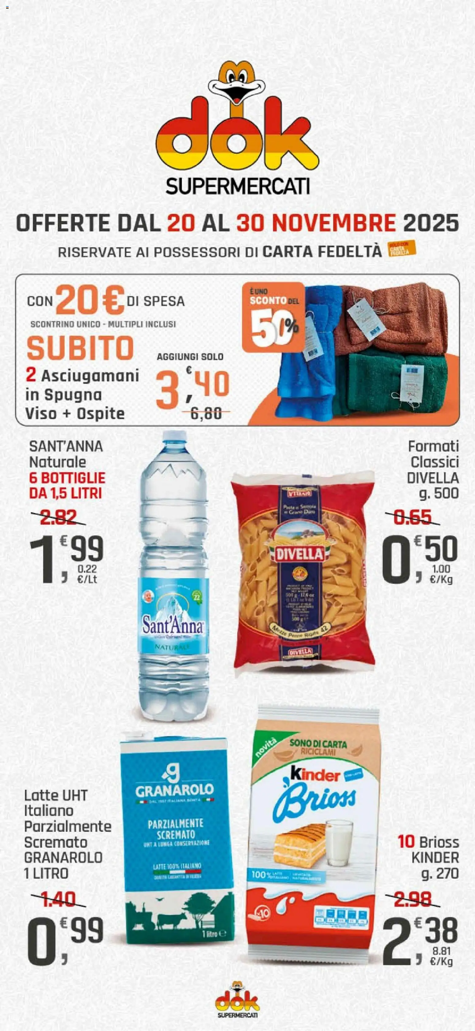 Volantino DOK del 20.11.2025 | Pagina: 1 | Prodotti: Spugna, Tè, Pasta, Penne
