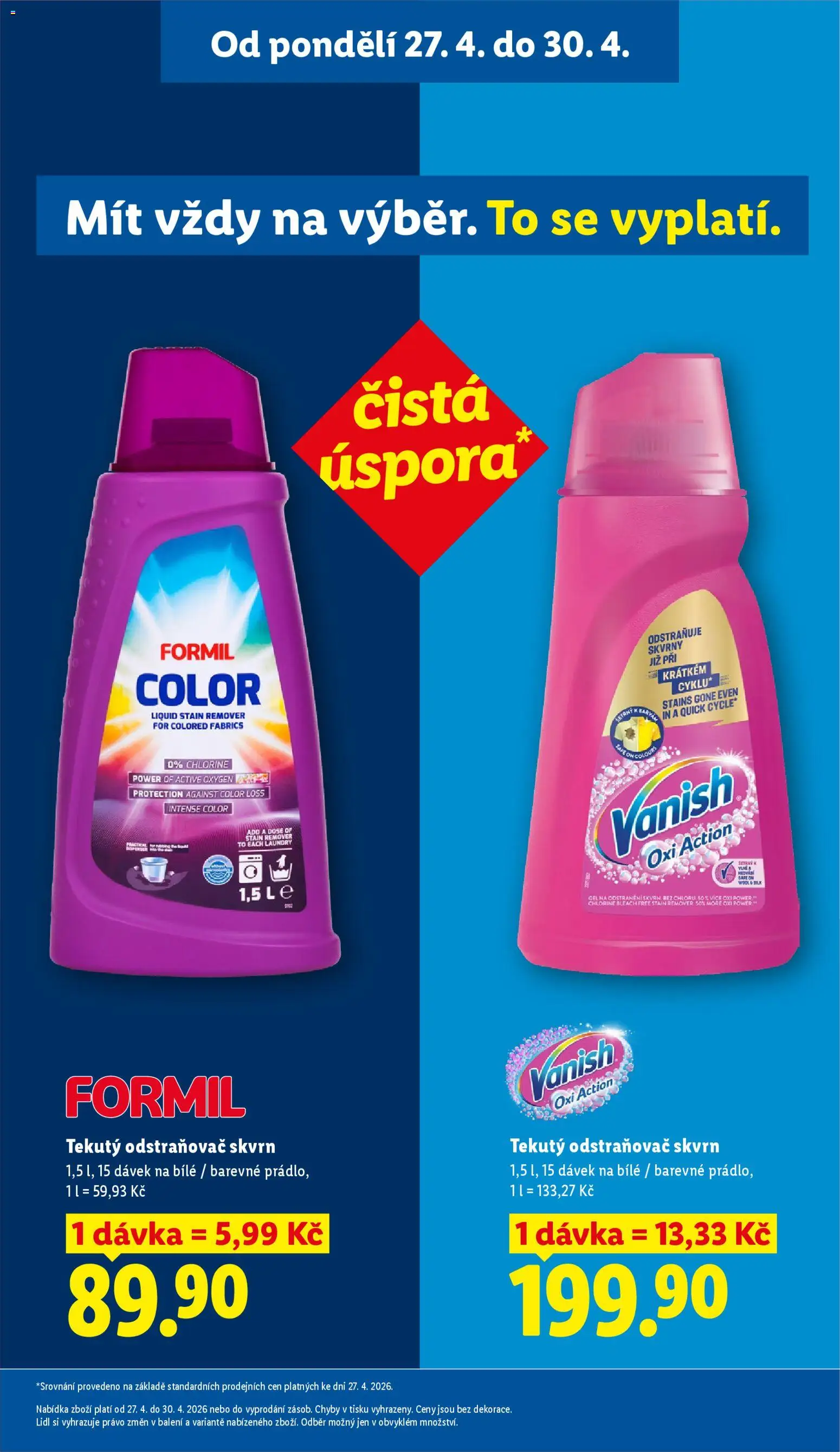 Lidl leták od 30.04.2026 | Strana: 27 | Produkty: Odstraňovač skvrn, Vanish oxi action, Vanish