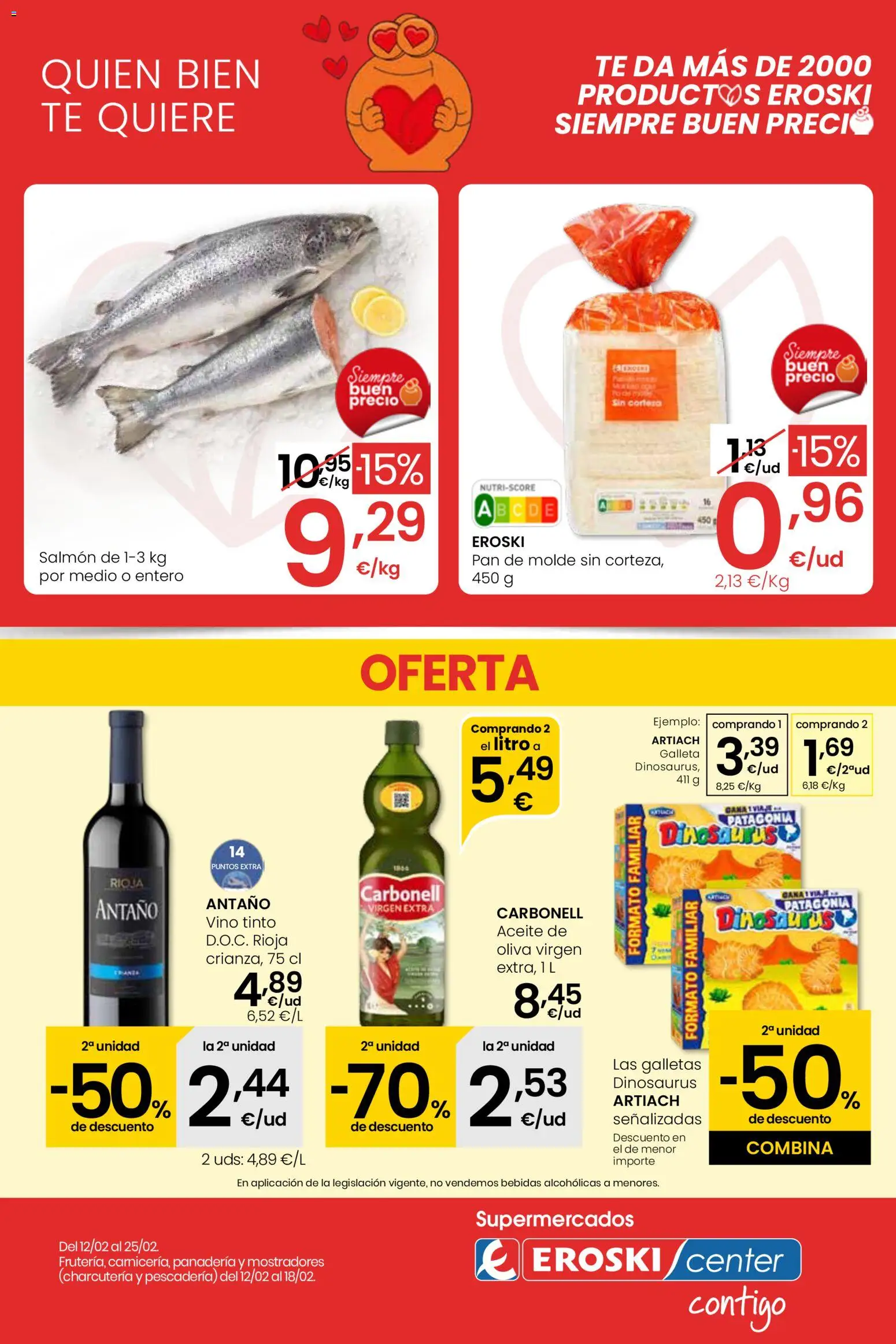 Eroski - Siempre a buen precio Center │ válido desde el 12.02.2026 | Página: 1 | Productos: Aceite, Pan, Galletas, Pan de molde