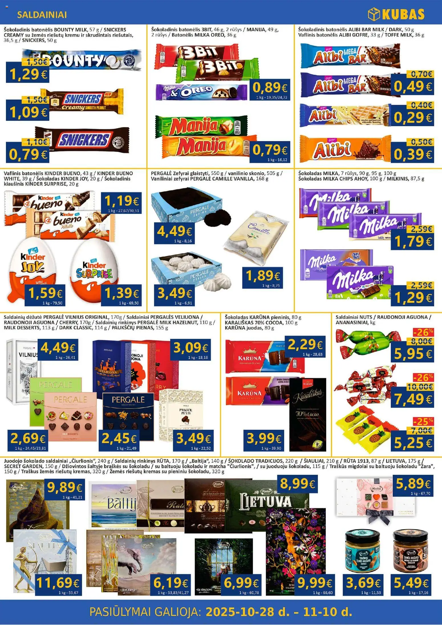 Kubas akcijos nuo 28.10.2025 | Puslapis: 7 | Prekių: Šokoladas, Šokoladinis batonėlis, Saldainiai, Braškės