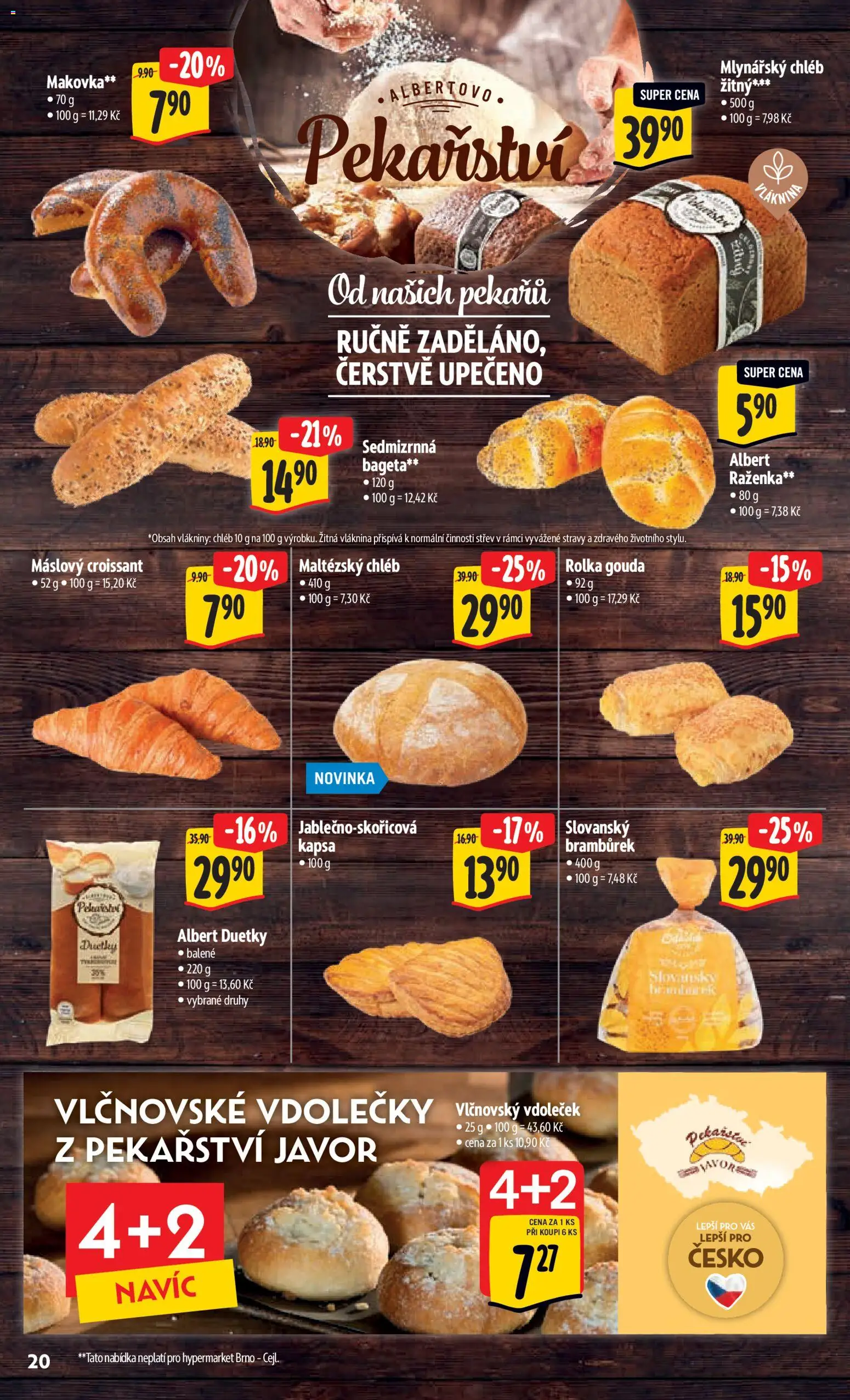 Albert leták - Hypermarket od 21.01.2026 | Strana: 26 | Produkty: Gouda, Chléb, Bageta, Mlynářský chléb