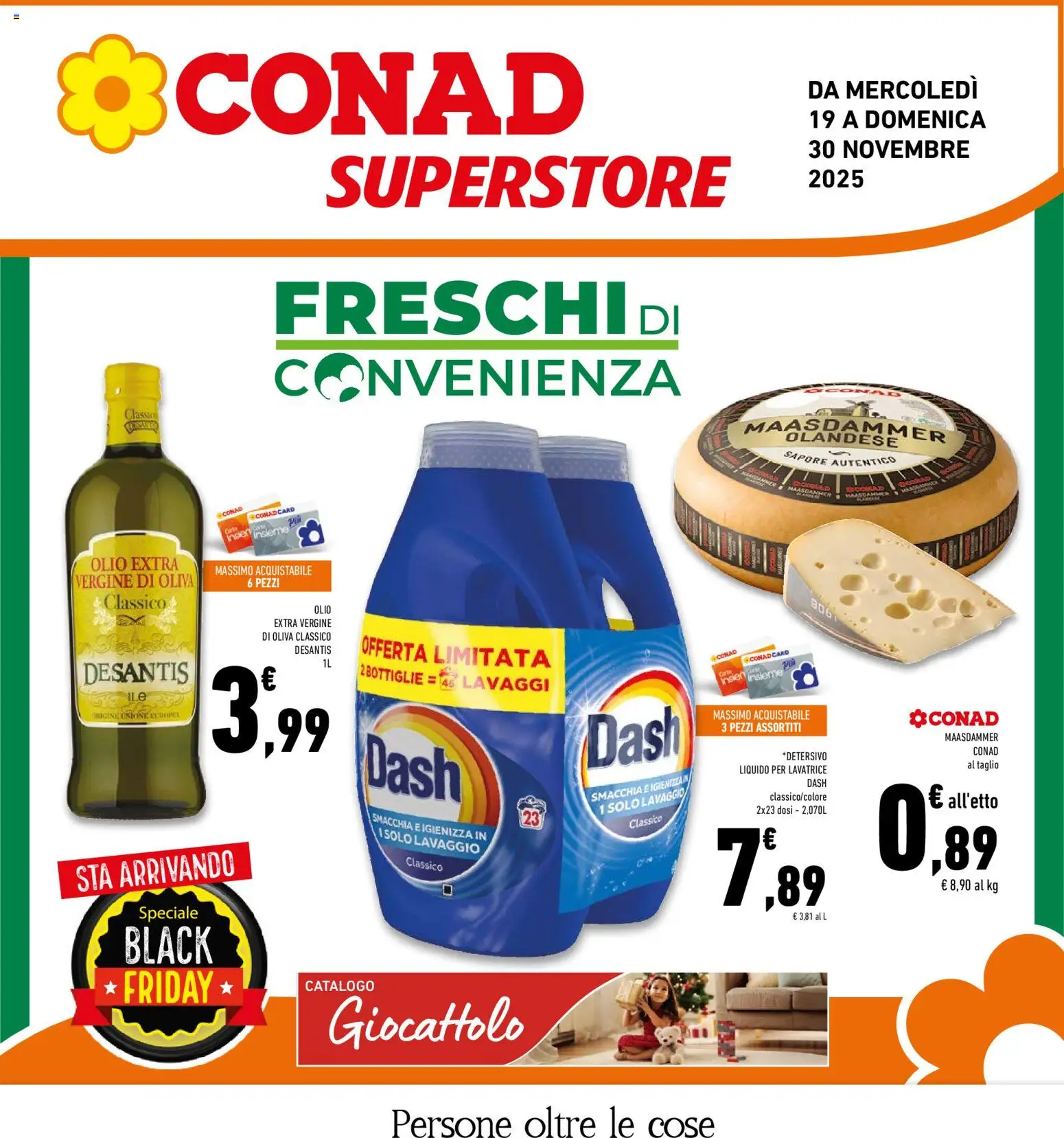 Volantino Conad del 19.11.2025 | Pagina: 1 | Prodotti: Olio, Olive, Lavatrice, Olio extra vergine