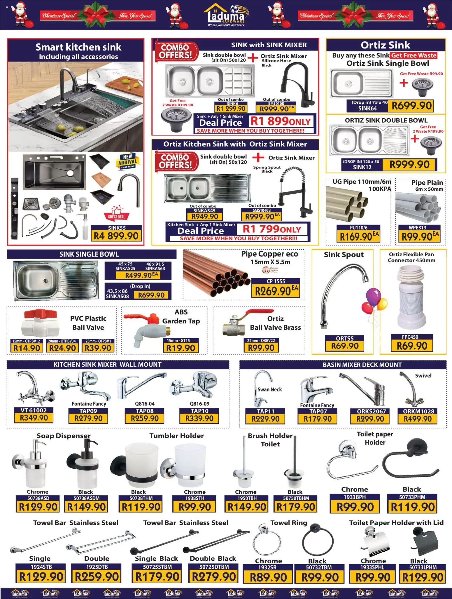 New Laduma Hardware catalogue – valid from 11.12.2025 | Page: 12 | Products: Connector, Basin, Soap, Toilet paper