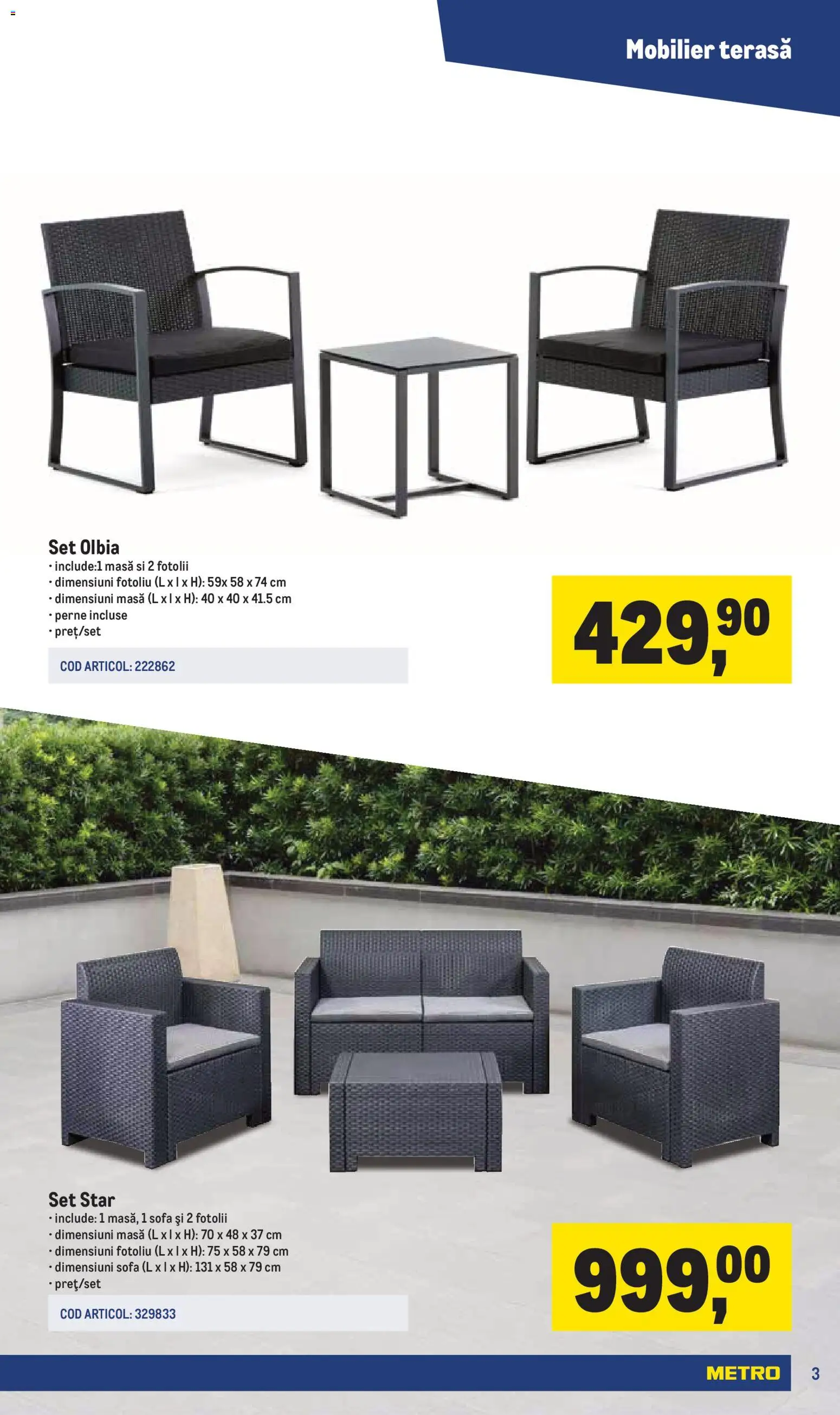 Noul catalog Metro – valabil de la 16.03.2026 | Pagină: 3 | Produse: Fotoliu, Masă