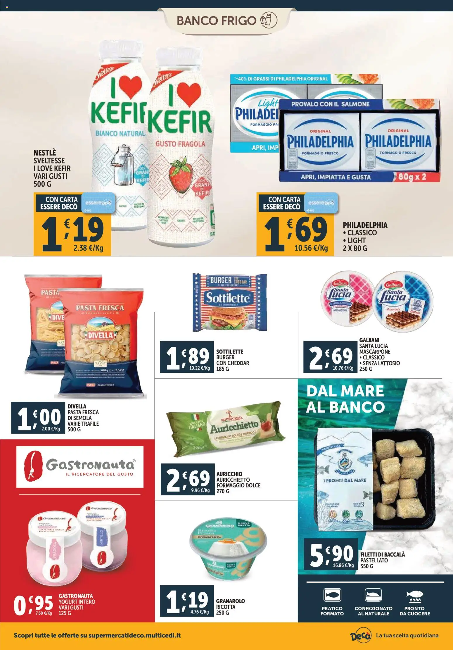 Volantino Decò del 20.11.2025 | Pagina: 6 | Prodotti: Yogurt, Salmone, Formaggio, Pasta